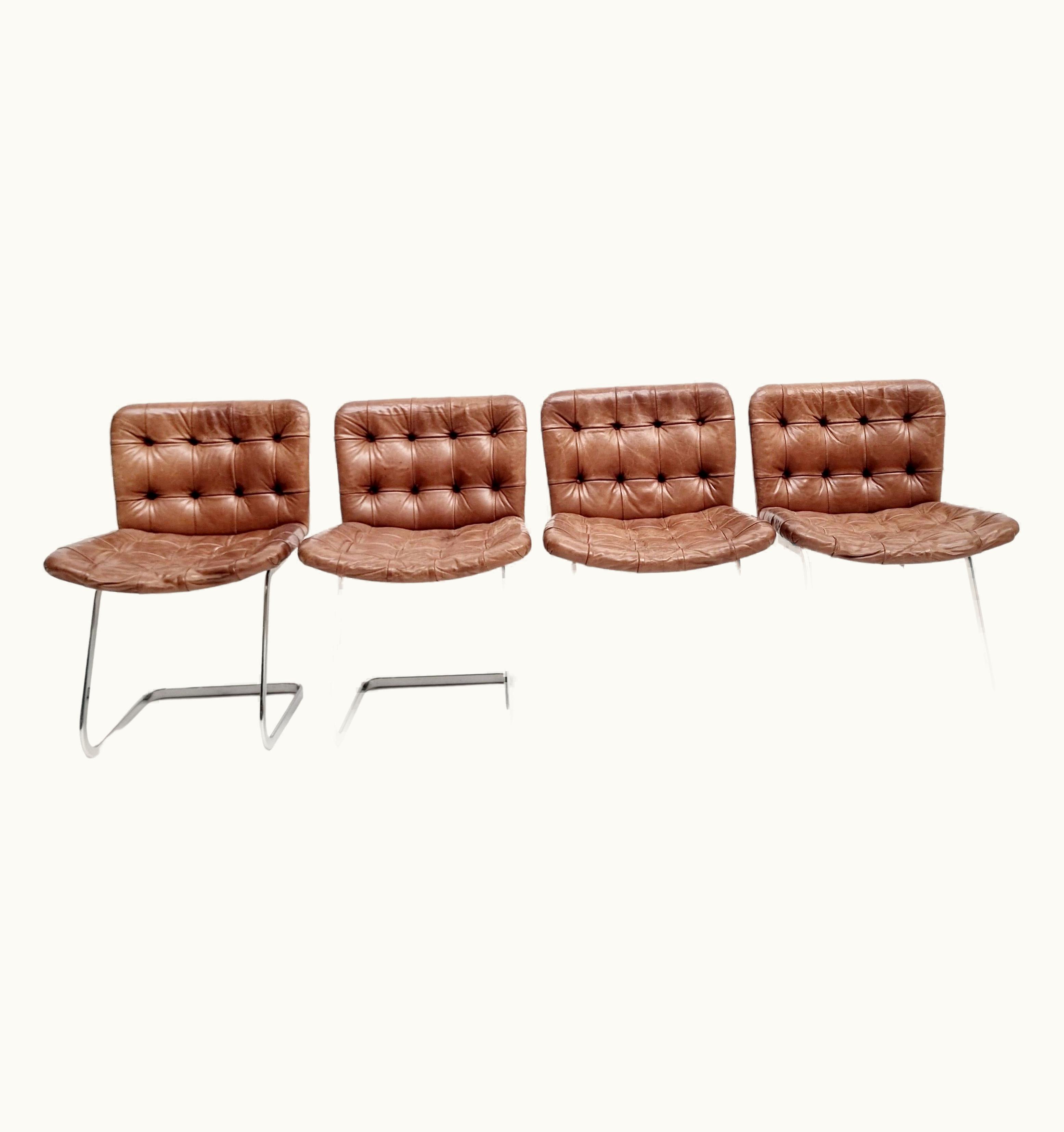 De Sede De Sede Vintage RH-304 Cognac Leather Dining Chairs By Robert Hausmann, 1970s