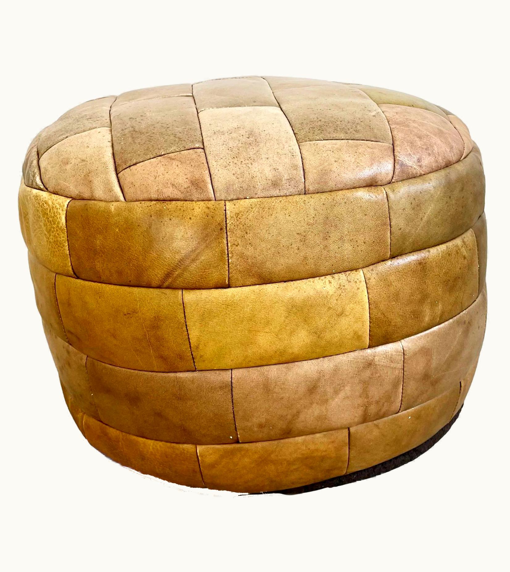 De Sede De Sede Petite Green De Sede Patchwork Leather Pouf, 1960s Switzerland