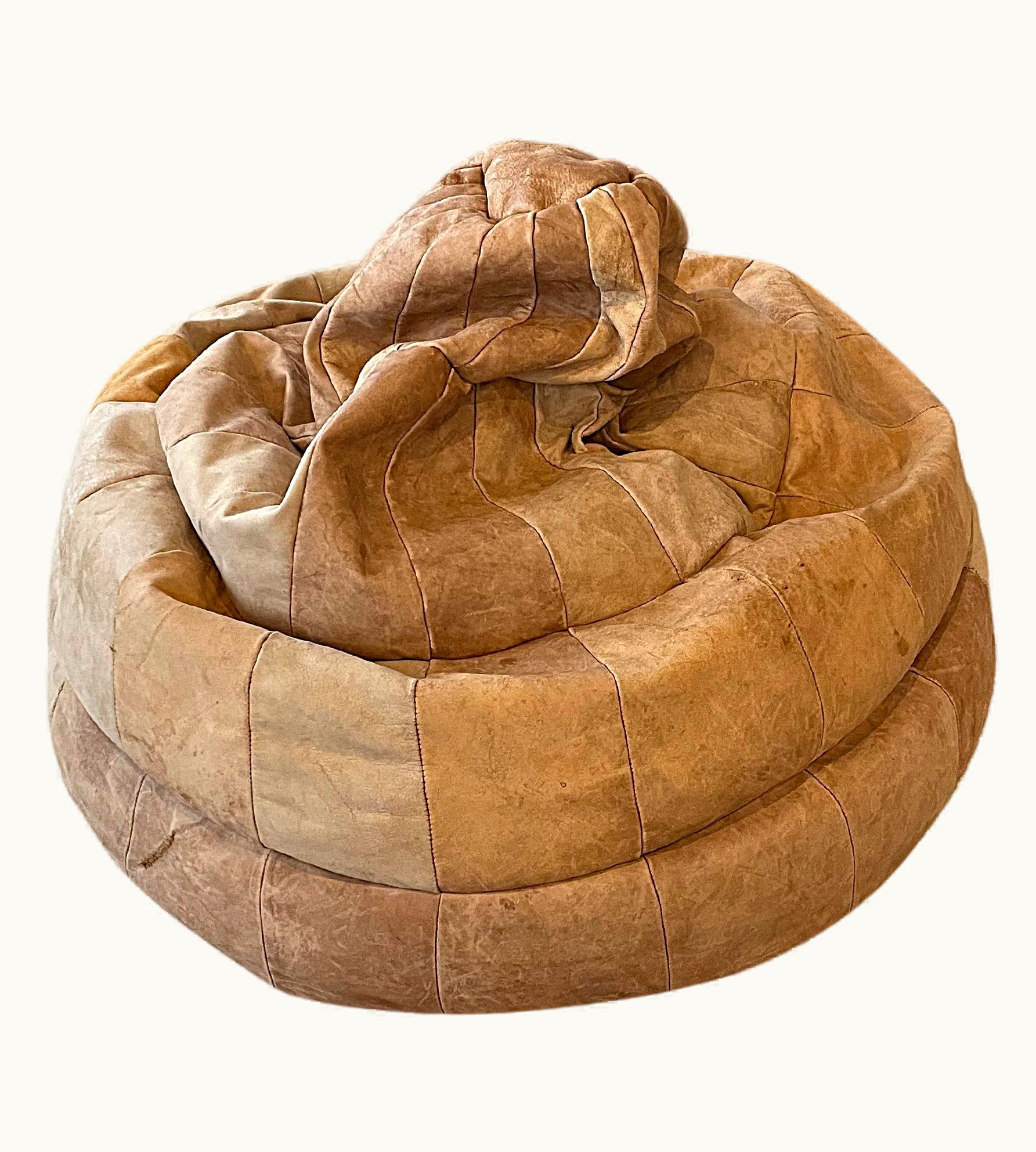 De Sede De Sede Creme Patchwork Leather Bean Bag, Pouf, Ottoman, DeSede Switzerland