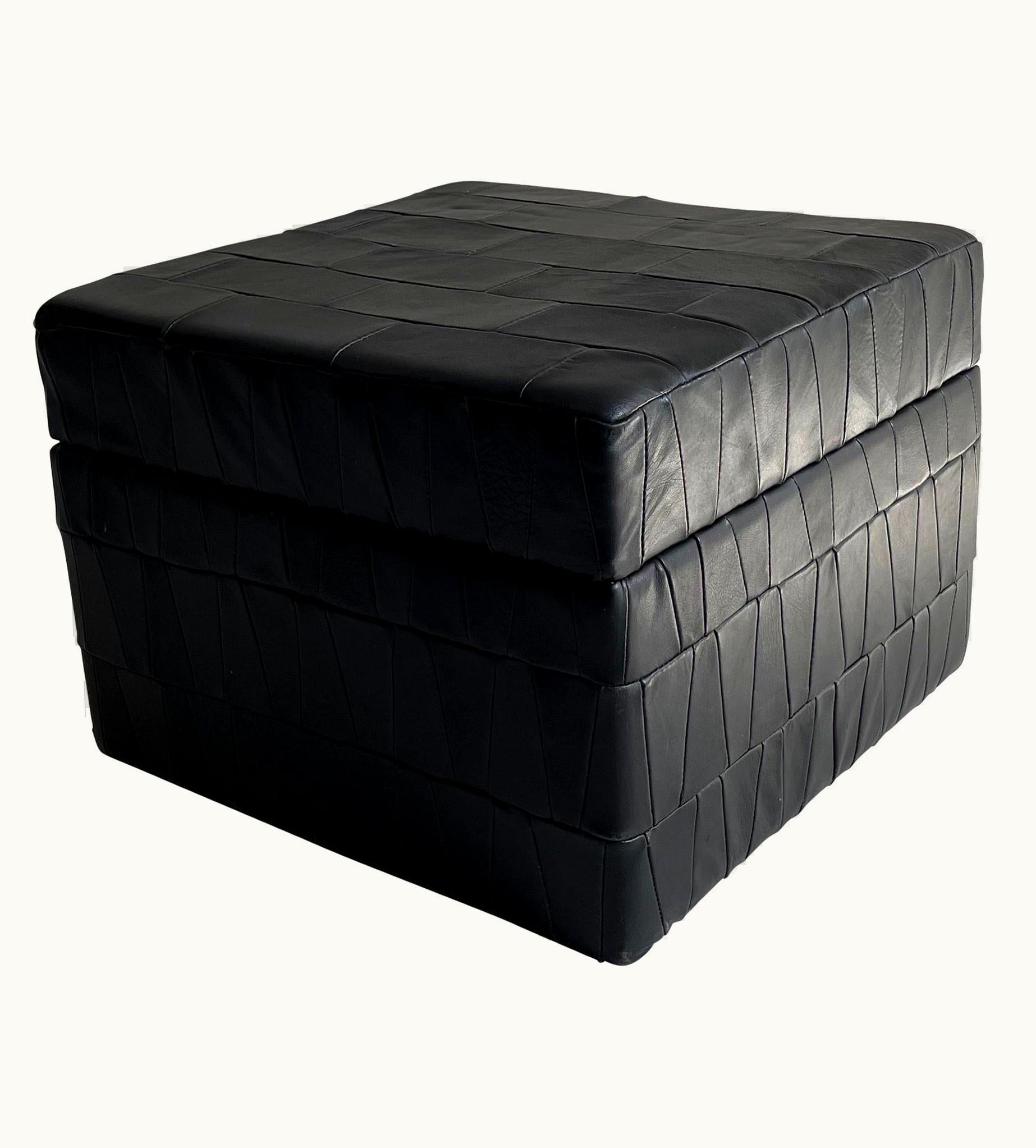 De Sede De Sede Patchwork Leather Storage Ottoman Stool Cube, 1970s UZ0202175