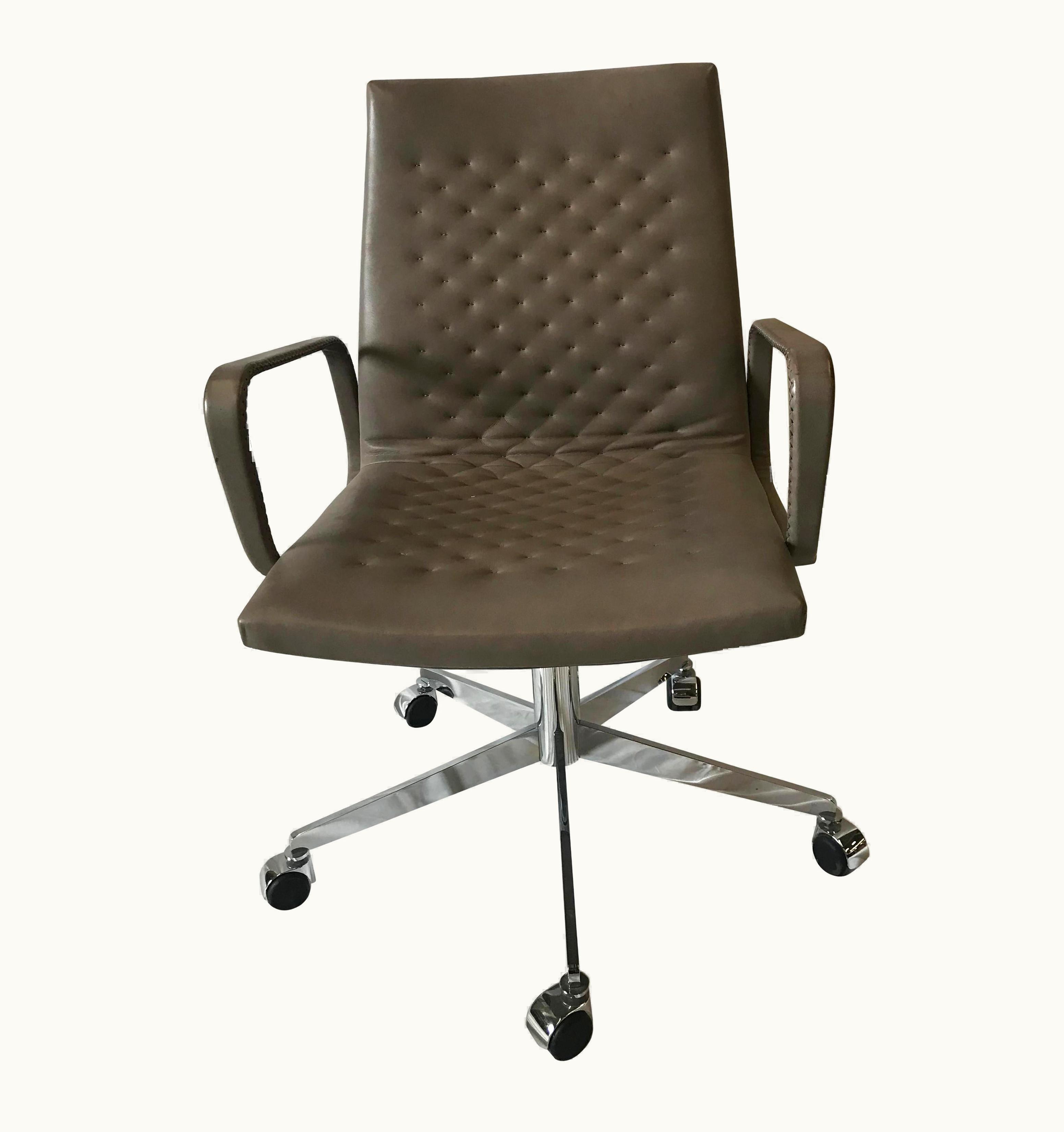 De Sede De Sede DS-1051 Conference Chair, Taupe Leather And Chrome Base