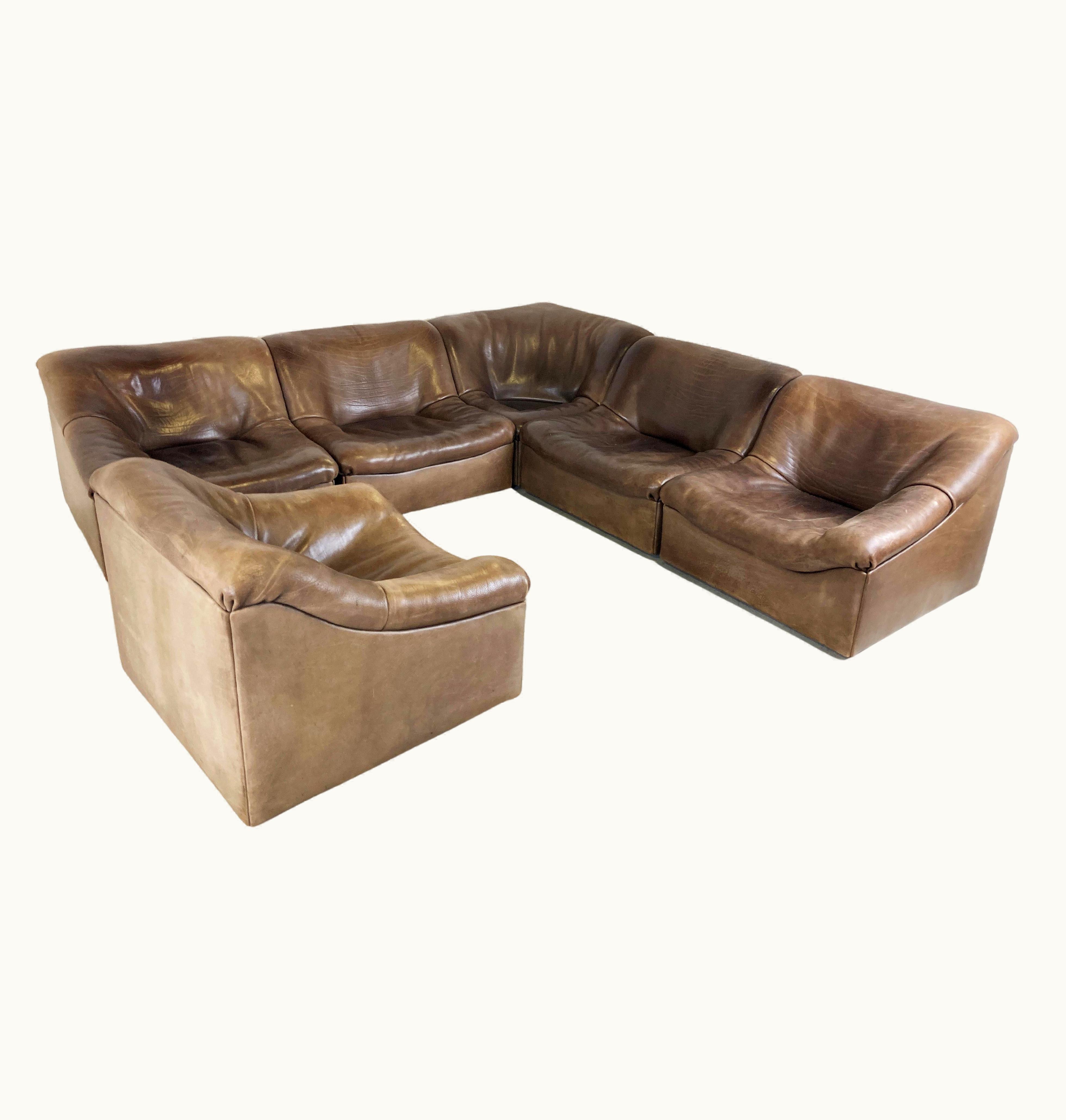 De Sede De Sede Vintage Leather Ds46 Modular Sofa By De Sede, 1970s