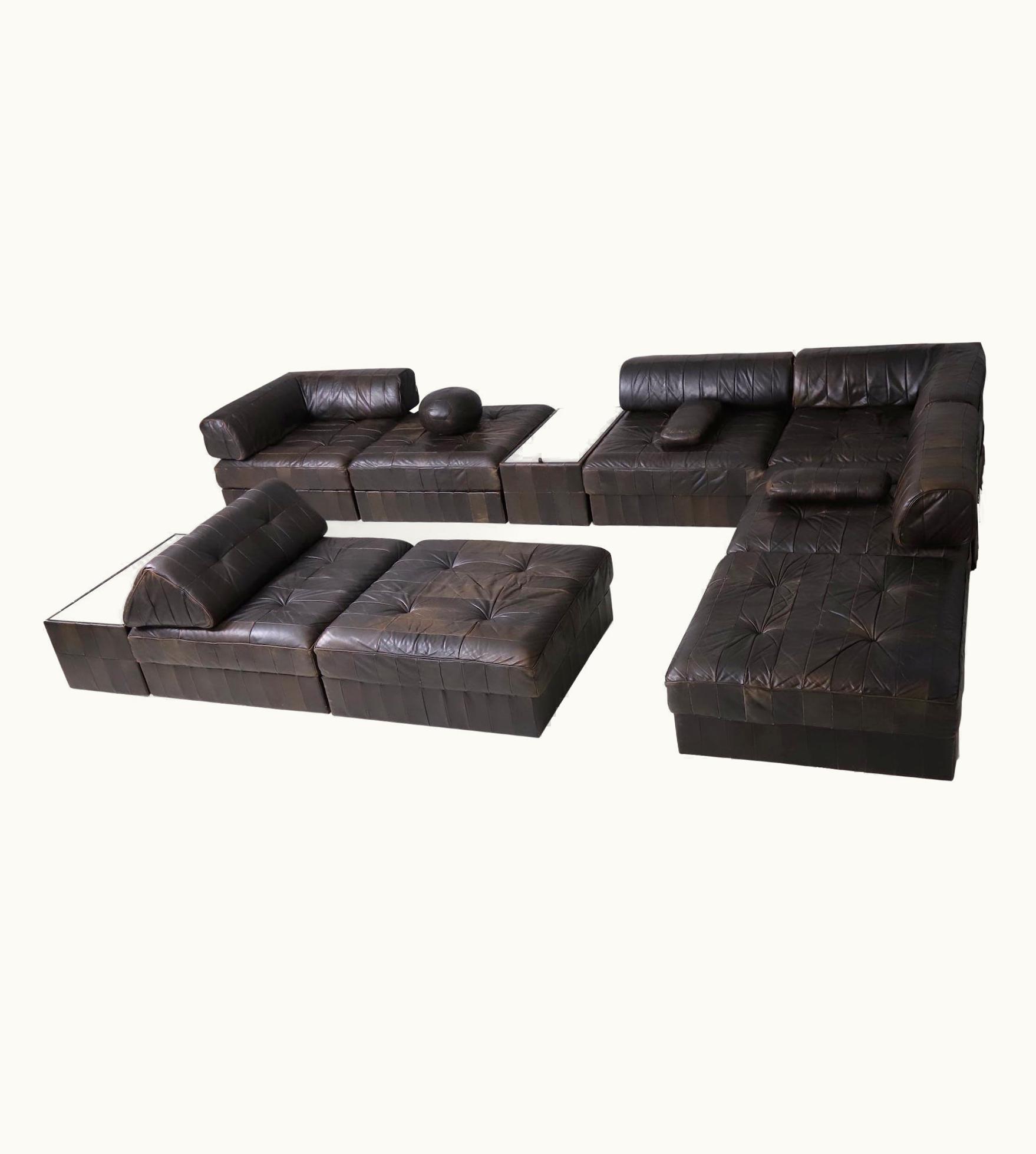 De Sede De Sede Large De Sede 'DS-88' Modular Sofa In Patinated Brown Leather