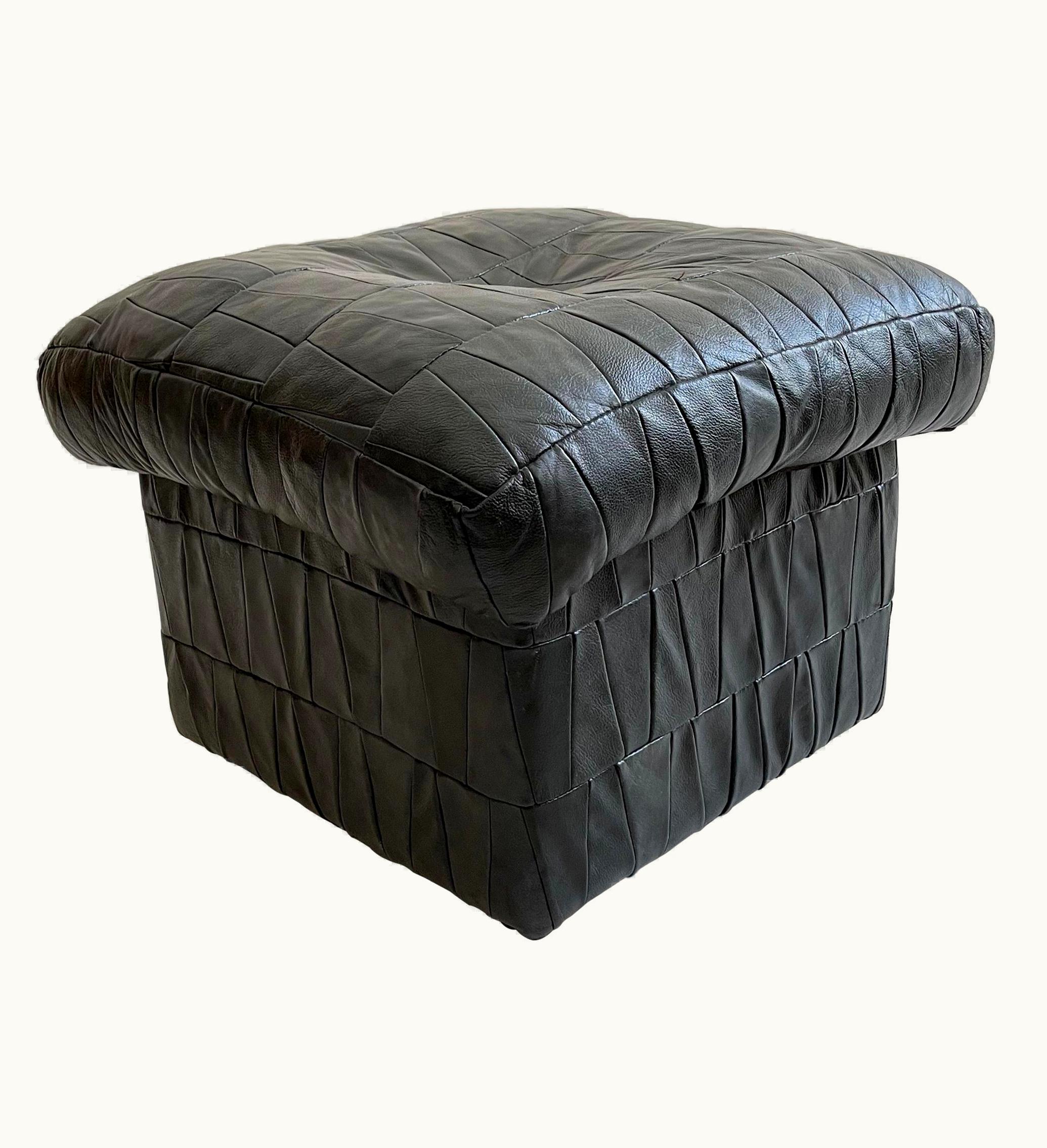 De Sede De Sede Patchwork Leather Storage Ottoman Stool Cube, 1970s UZ0202225
