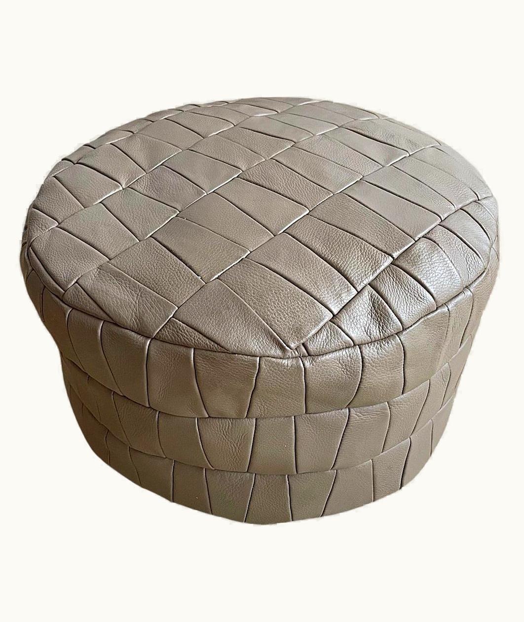 De Sede De Sede DS-80 Taupe Patchwork Leather Pouf, Ottoman, DeSede Switzerland