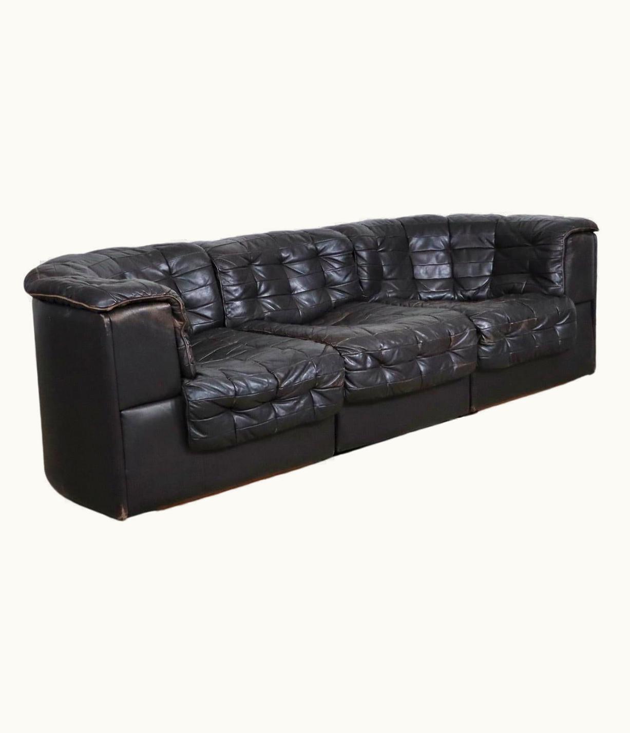 De Sede De Sede DS-11 Sofa In Deep Brown Patchwork Leather, 1970s