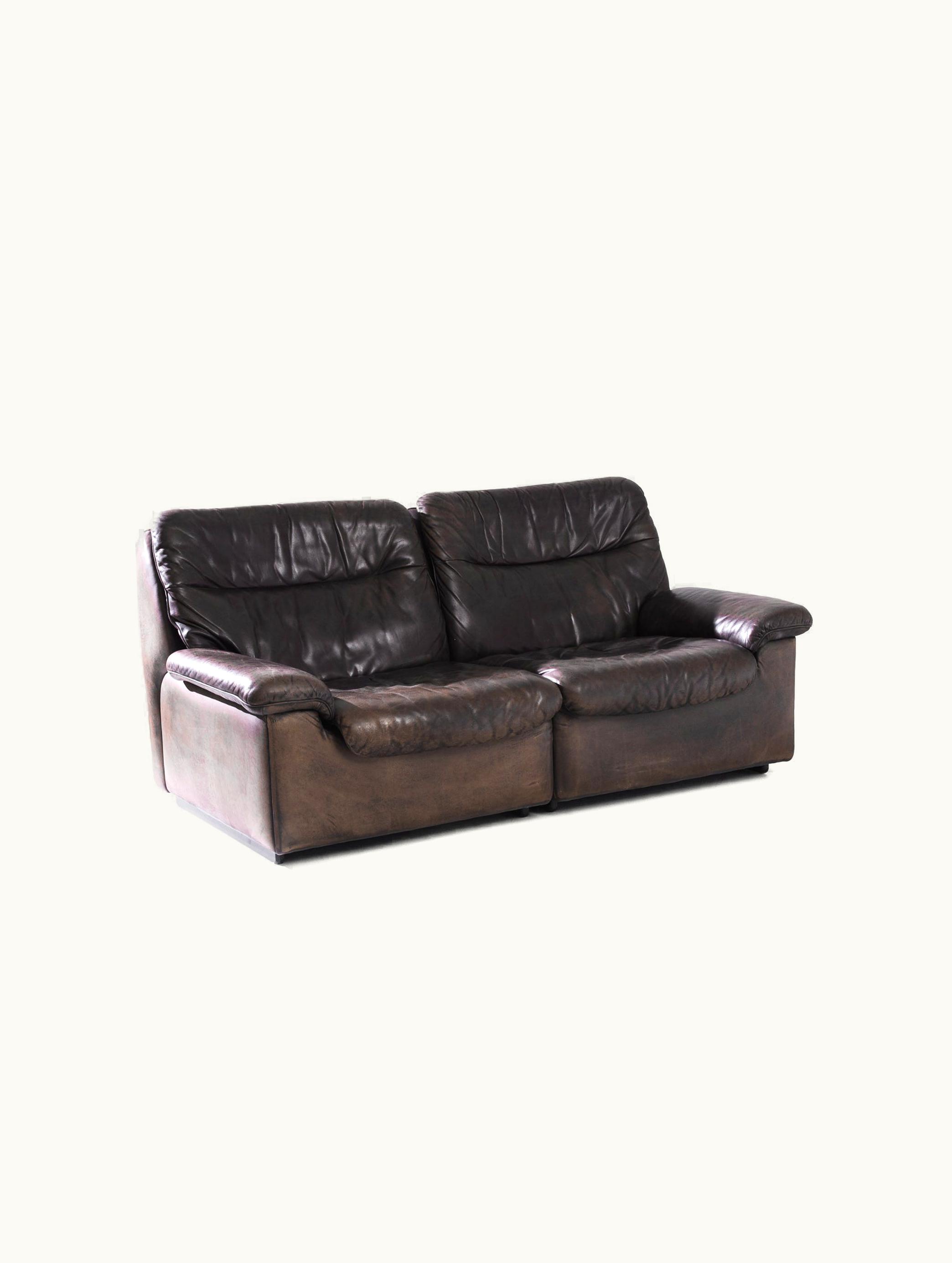 De Sede De Sede Mid-Century Leather Loveseat By De Sede