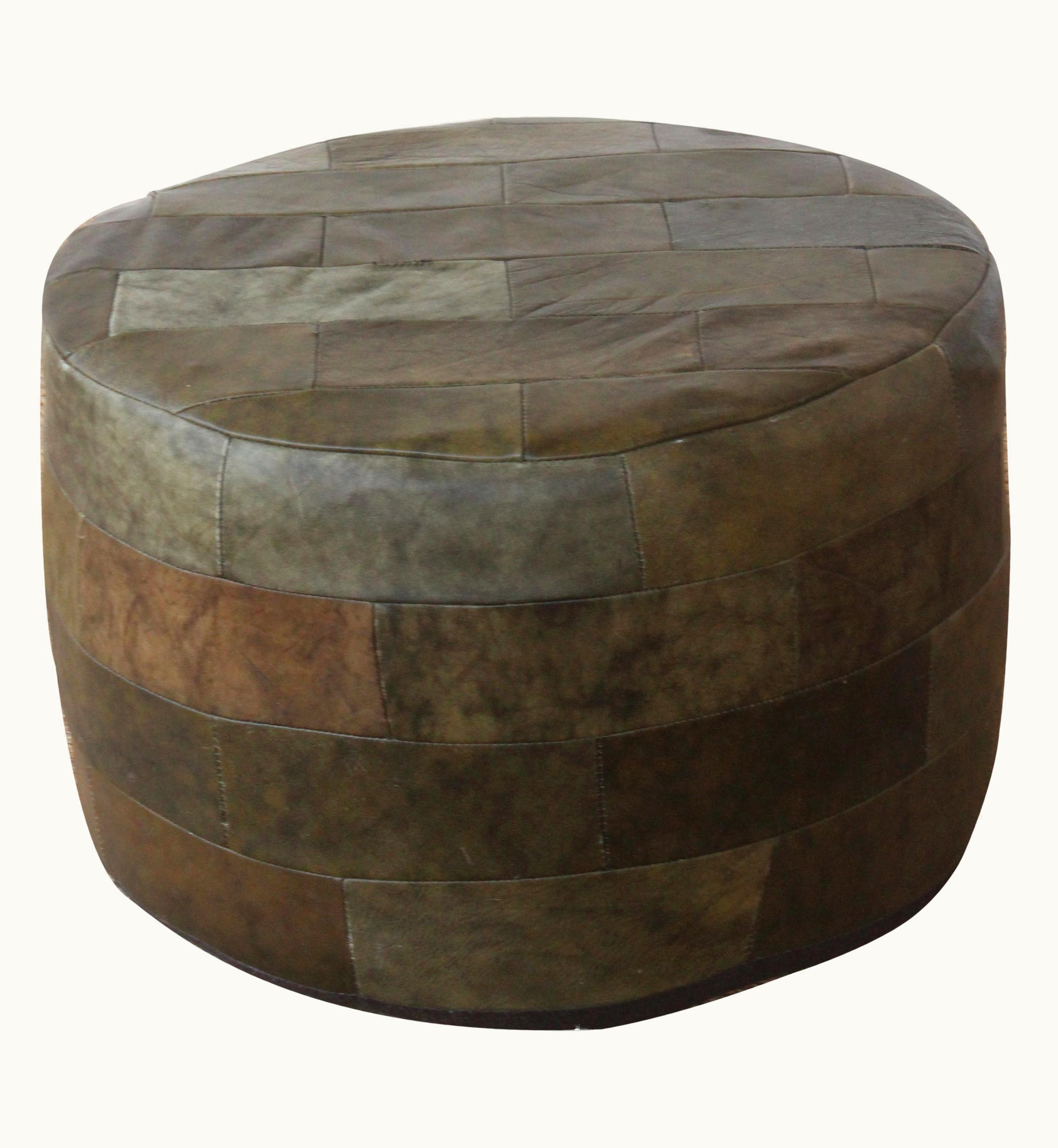 De Sede De Sede Patchwork Green Leather Ottoman By De Sede, Switzerland, 1960s
