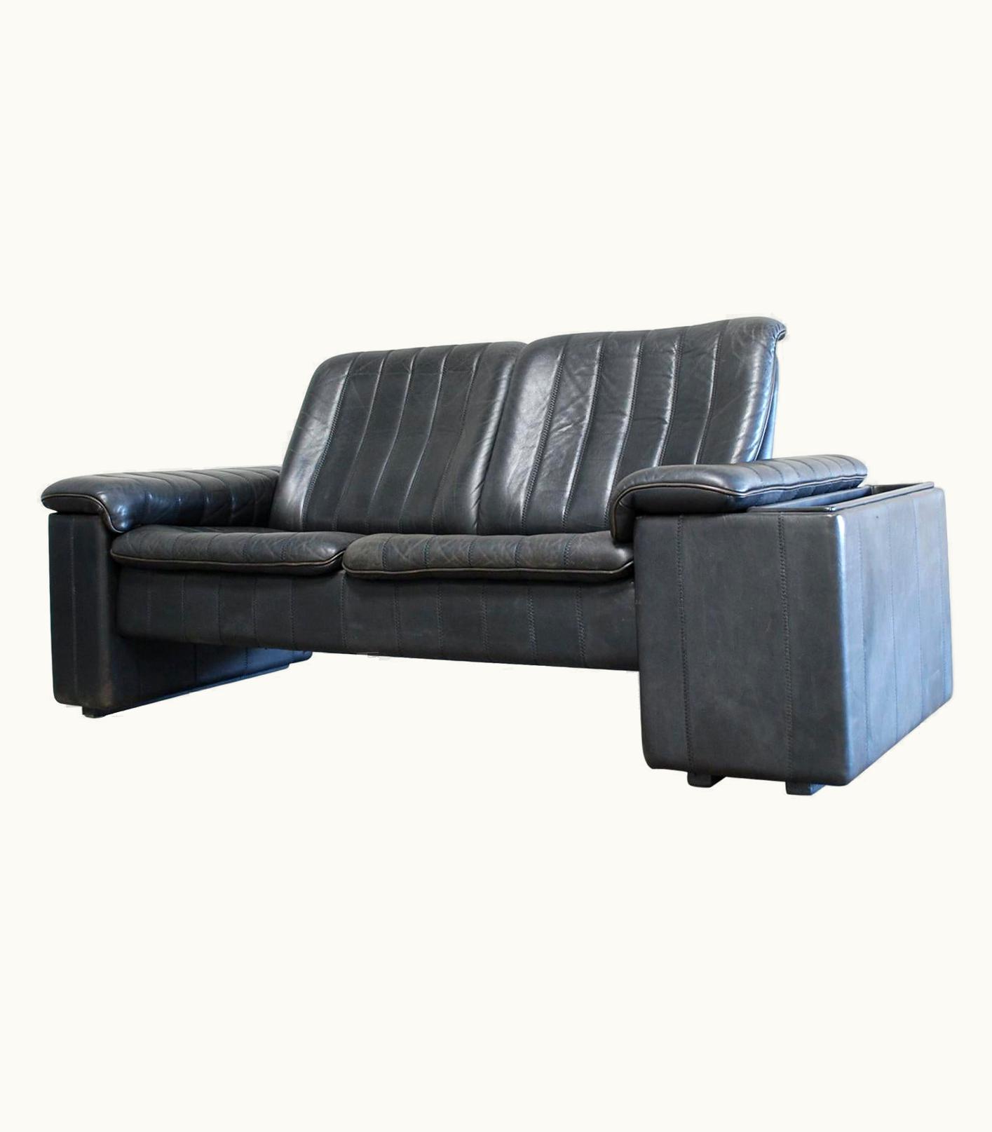 De Sede Anthracite Leather Sofa With Tray Fold