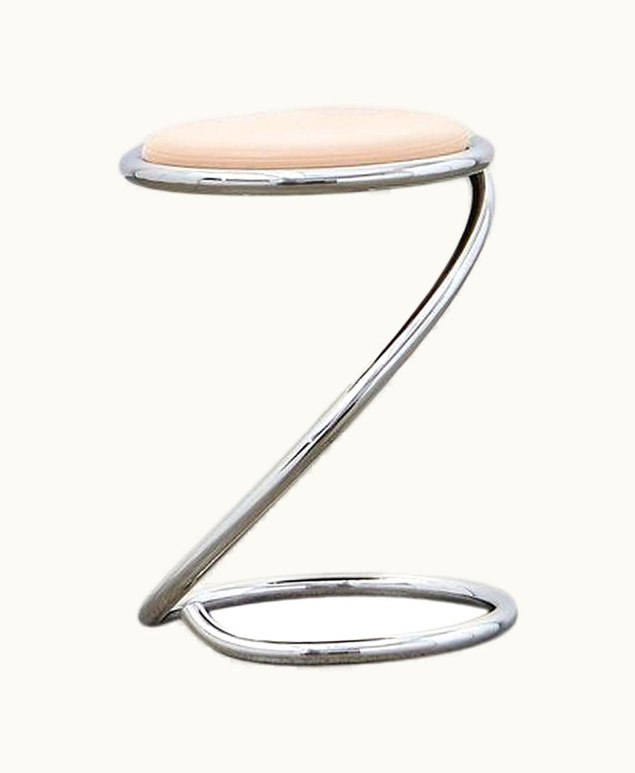 Poul Henningsen Poul Henningsen PH Snake Stool, Chrome, Leather Natural Un-Dyed, Leather Upholstery, VIsible