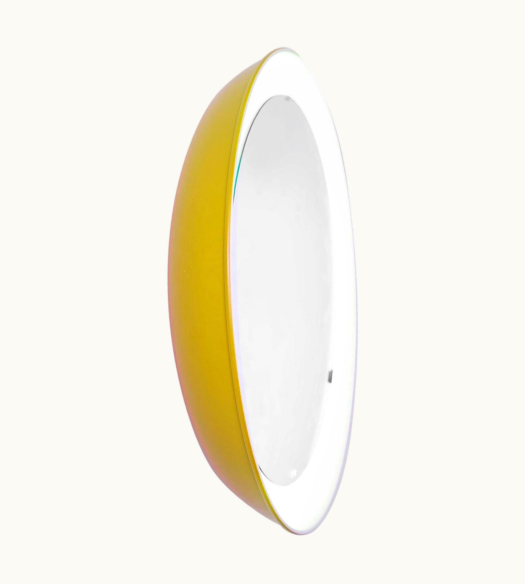 Poul Henningsen Poul Henningsen PH Mirror, Yellow Painted Satin Matt, Diameter 700mm, On/off Pull Cord, Ph