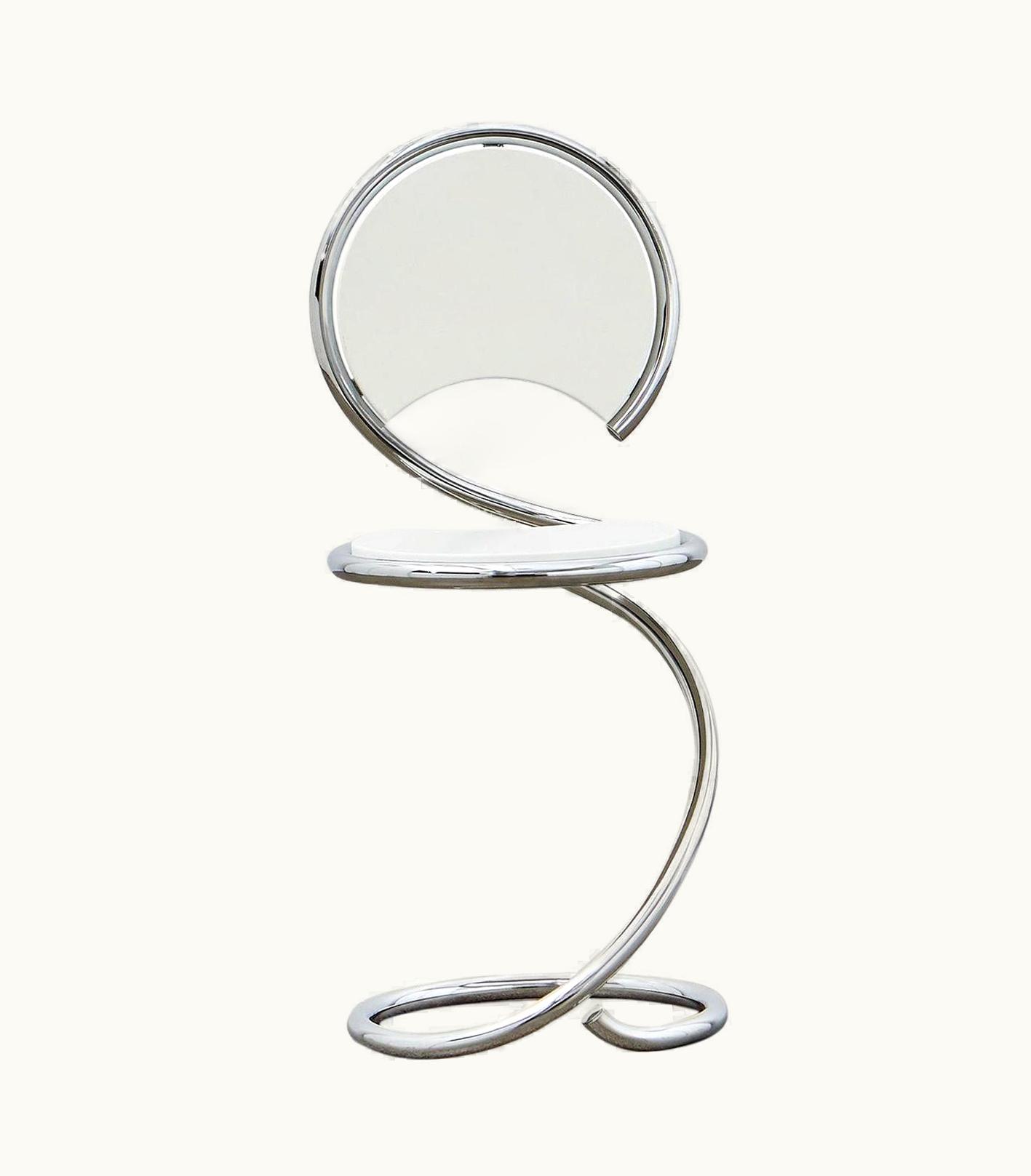 Poul Henningsen Poul Henningsen PH Snake Chair, Chrome, White Painted Satin Matt, Wood Seat/Back, VIsible Tubes