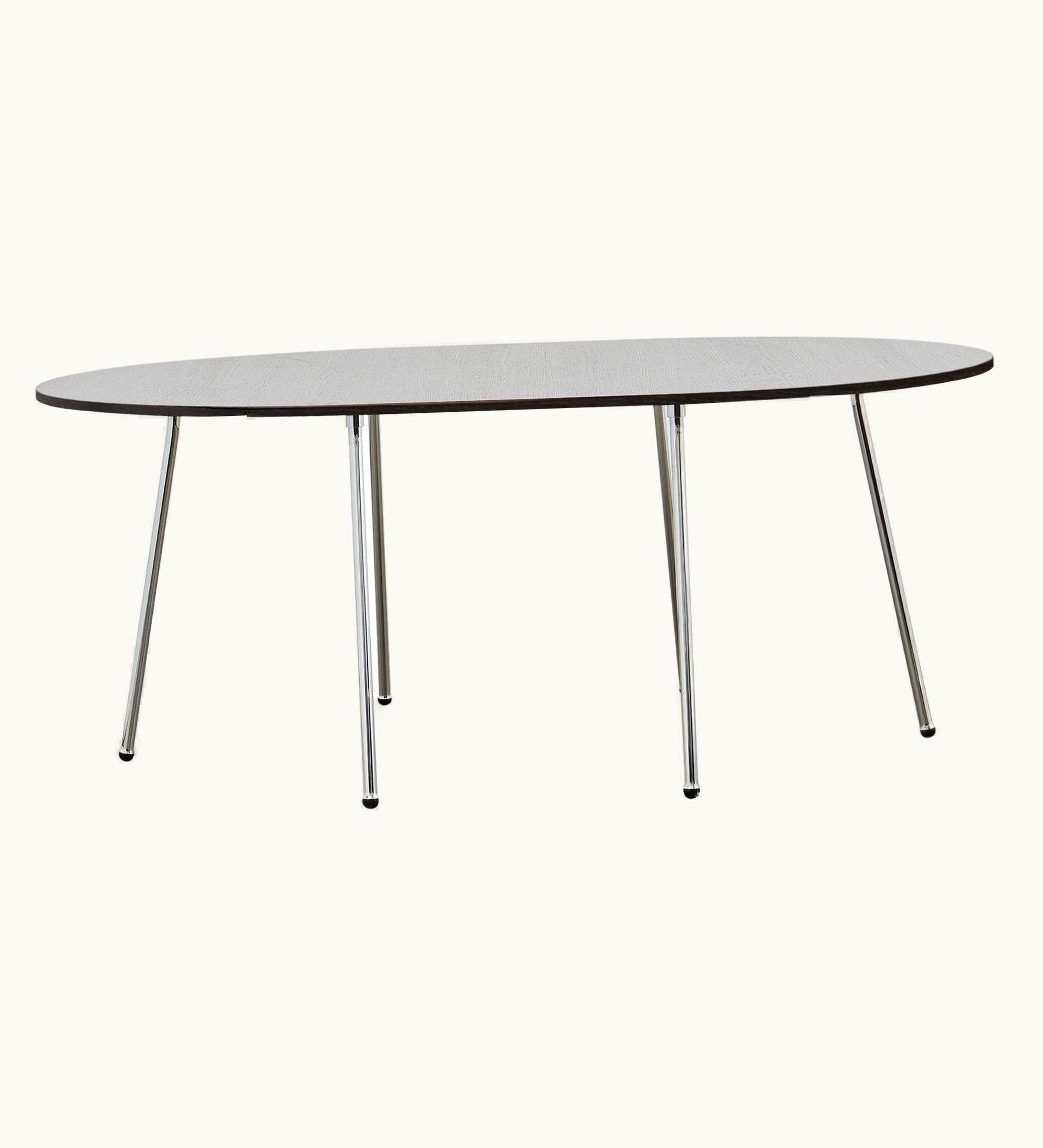 Poul Henningsen Poul Henningsen PH Dining Table, Chrome, Black Oak Veneer Table Plate And Edge