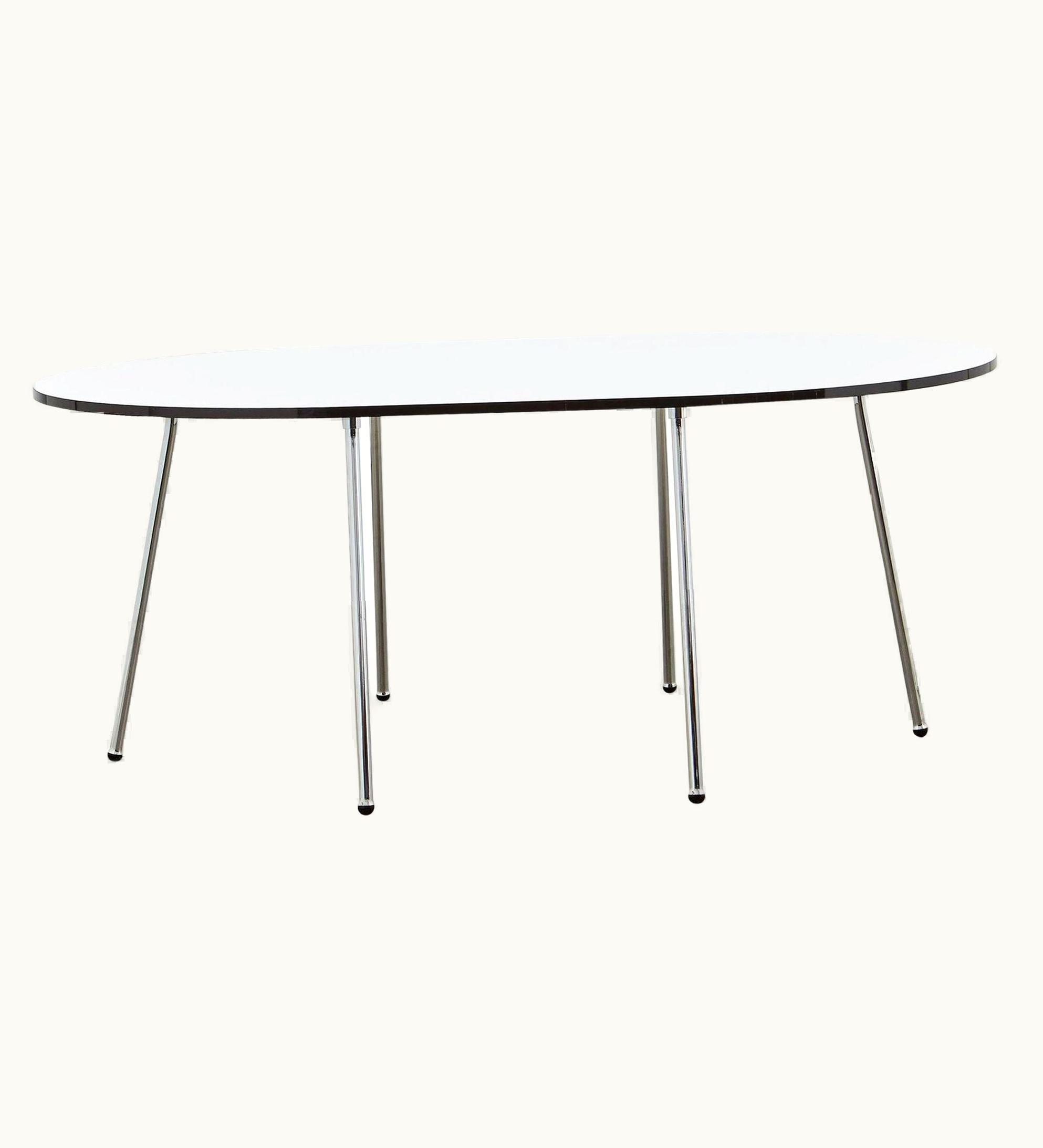 Poul Henningsen Poul Henningsen PH Dining Table, 1270x1820mm, Chrome, Laminated Plate With Black Abs Edge