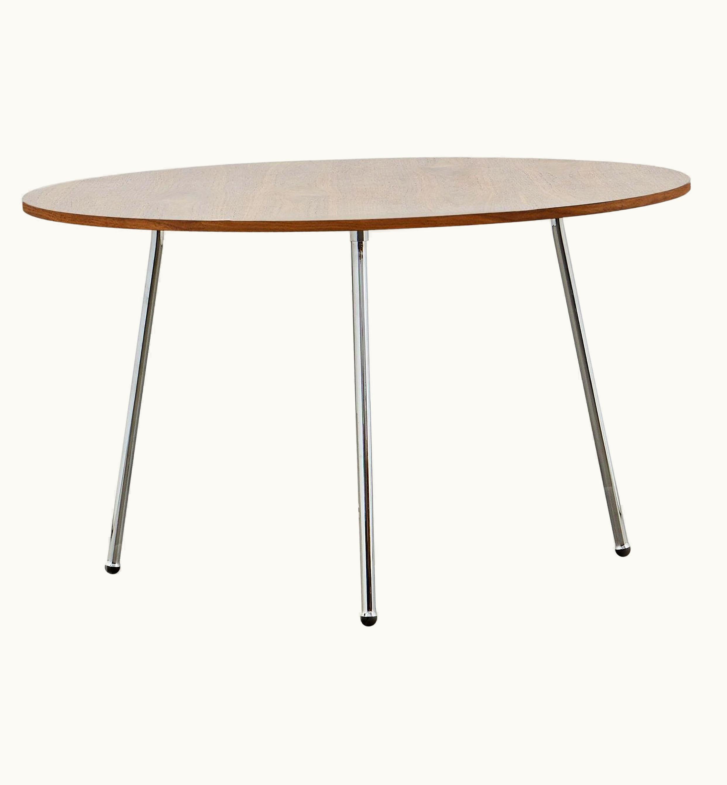 Poul Henningsen Poul Henningsen PH Dining Table, Chrome, Natural Oak Veneer Table Plate, Veneered Edge