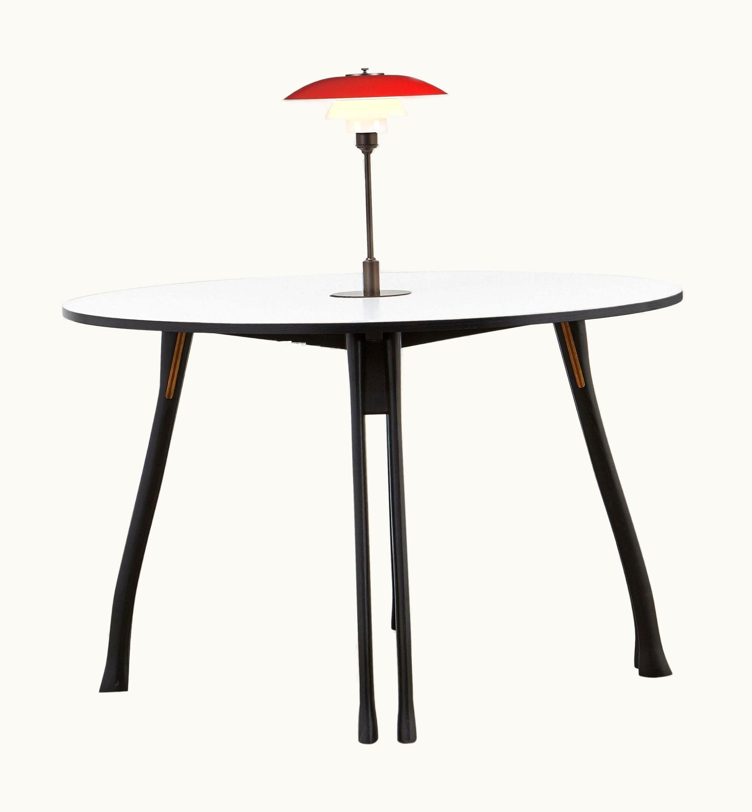 Poul Henningsen Poul Henningsen PH Axe Table, Black Oak Legs, Laminated Plate, Red PH 3 ¬¨Œ©-2 ¬¨Œ© Lamp