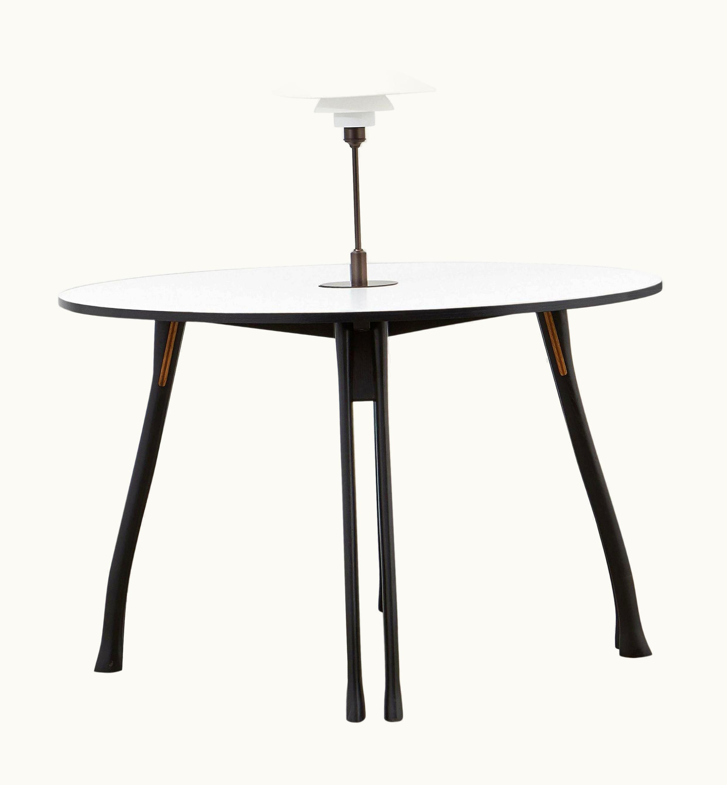 Poul Henningsen Poul Henningsen PH Axe Table, Black Oak Legs, Laminated Plate, White PH