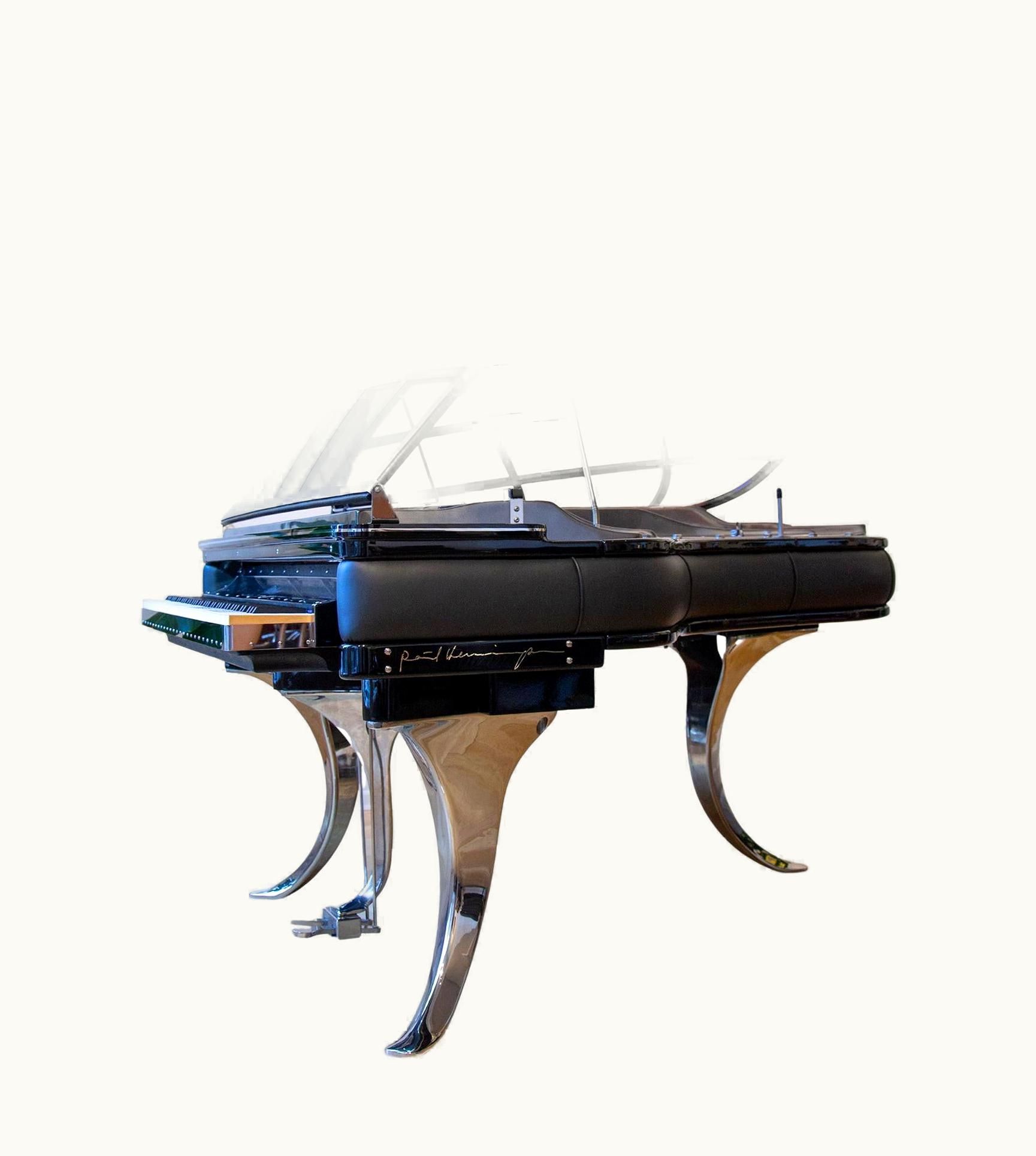 Poul Henningsen Poul Henningsen PH Grand Piano PH186 Excellence, Black Leather, Chrome, Modern, Sculptural