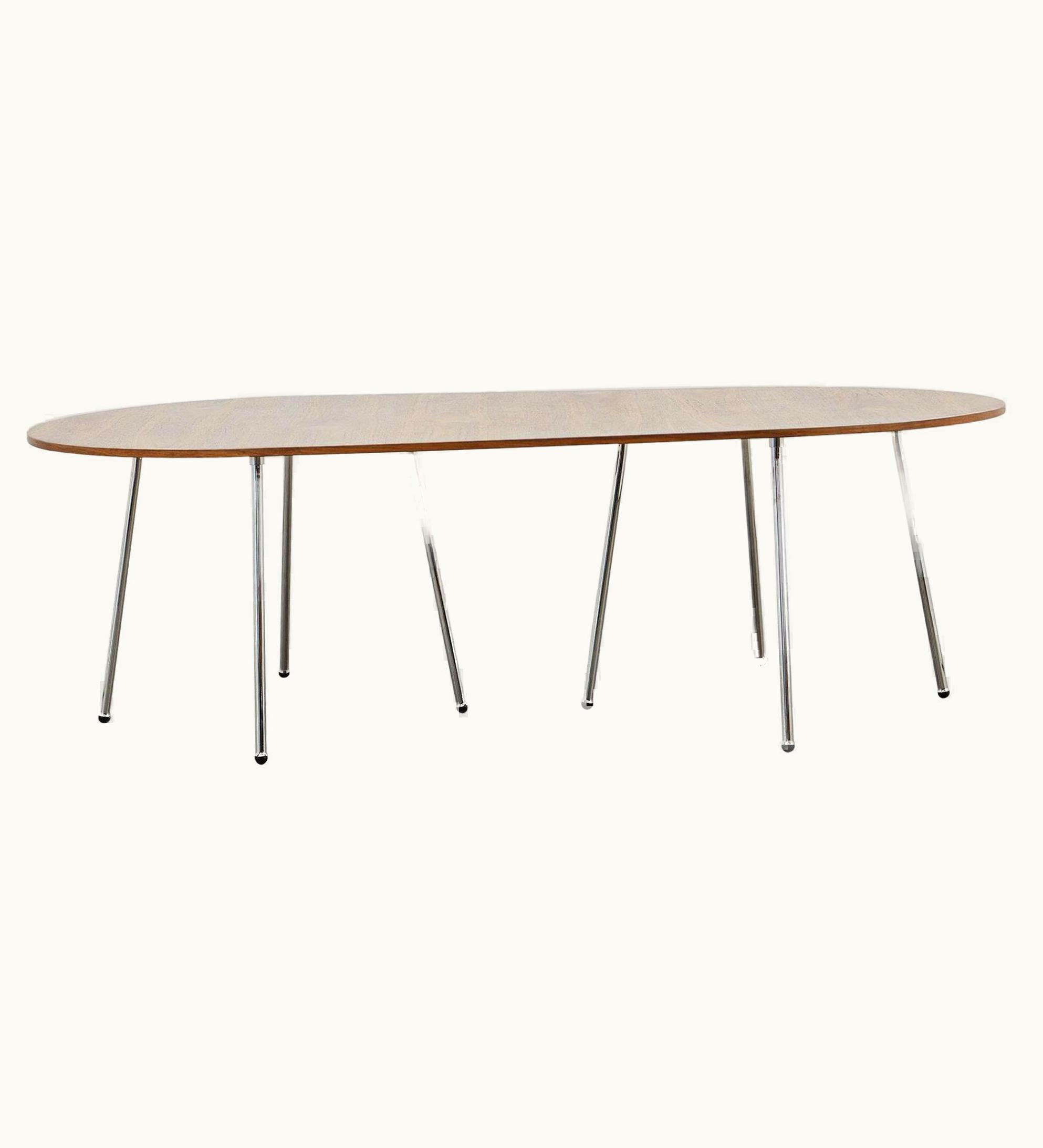 Poul Henningsen Poul Henningsen PH Dining Table, 1270x2370mm, Chrome, Natural Oak Veneer Table Plate And Edge