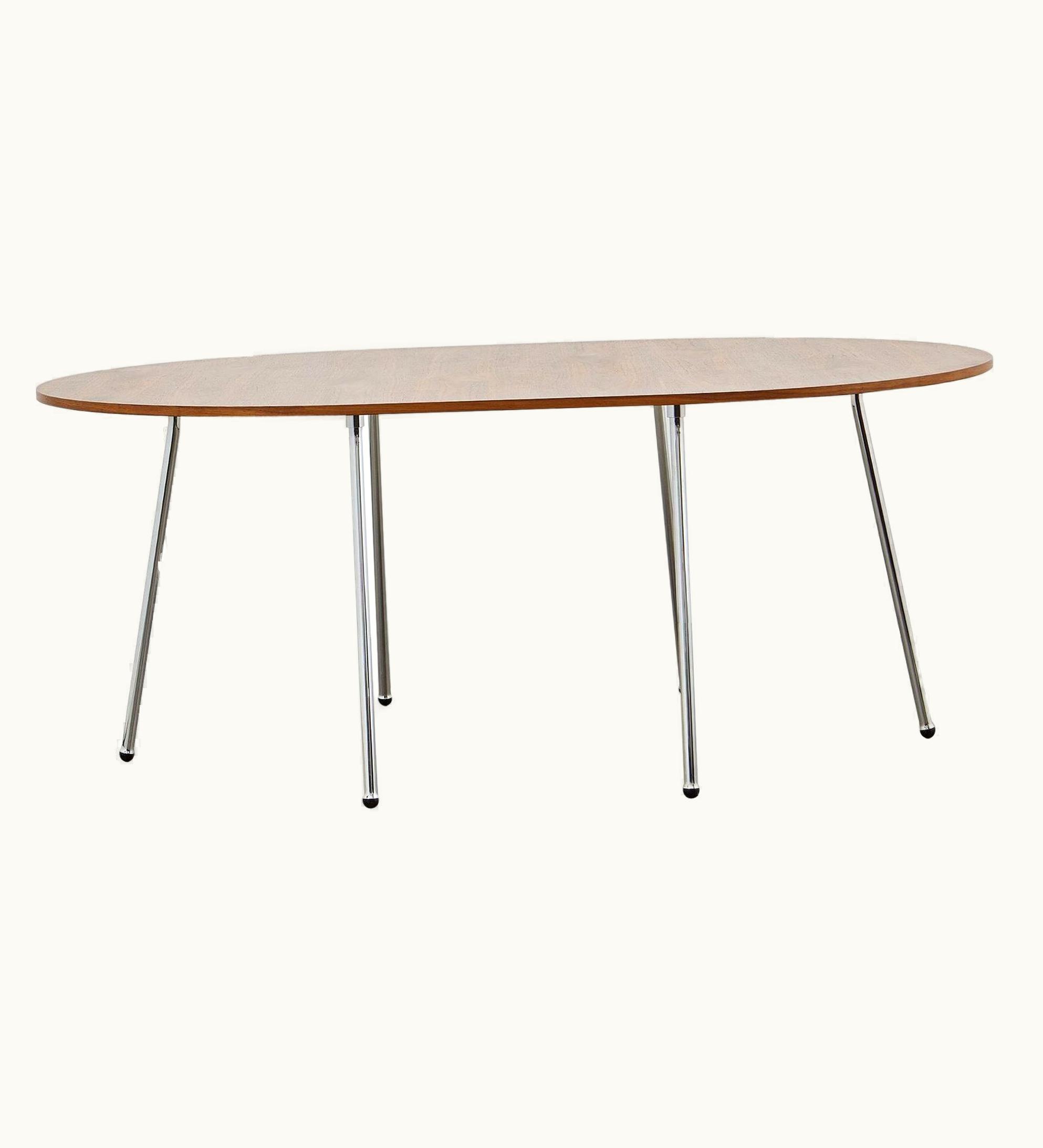 Poul Henningsen Poul Henningsen PH Dining Table, Chrome, Natural Oak Veneer Table Plate And Edge