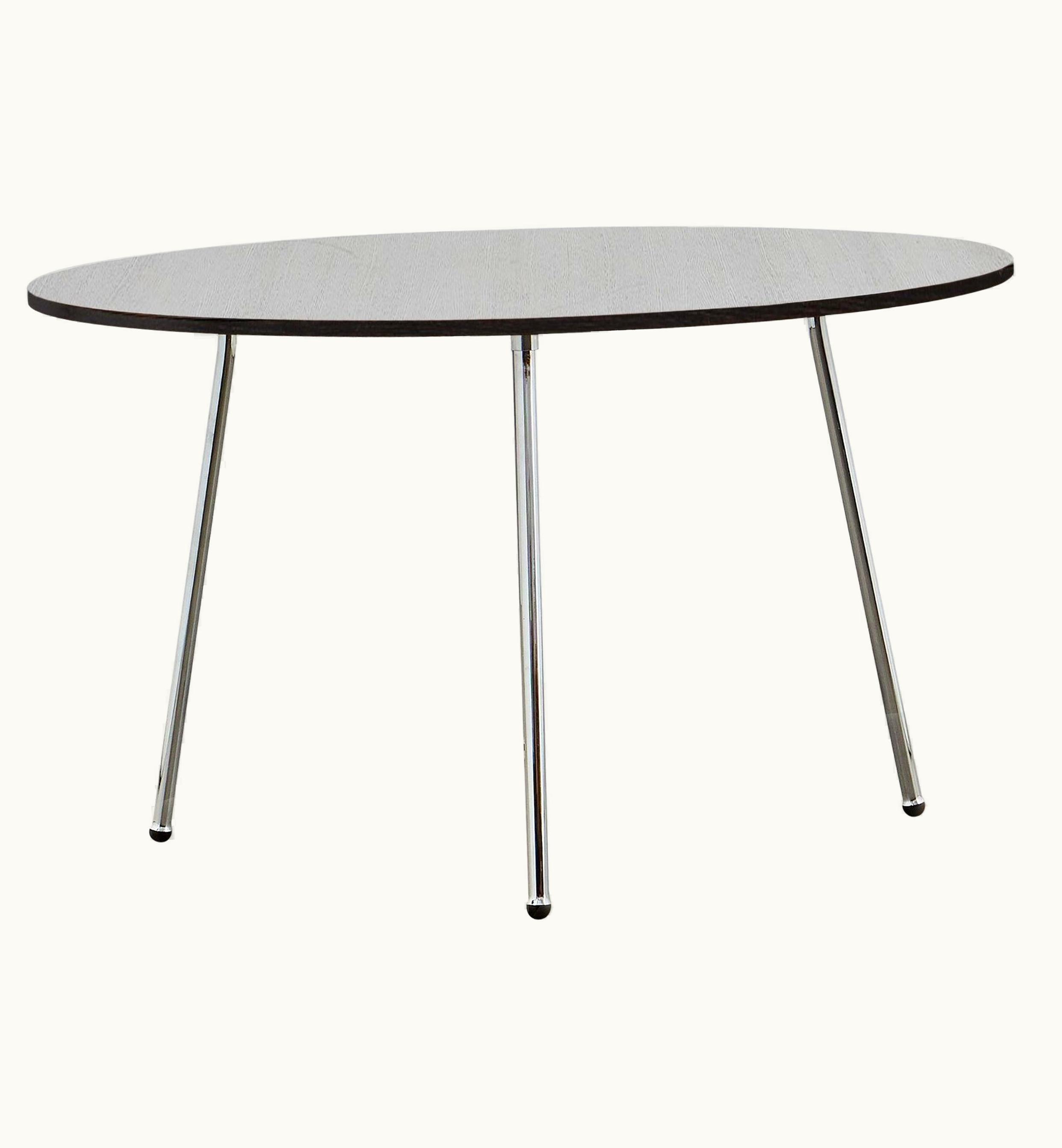 Poul Henningsen Poul Henningsen PH Dining Table, Chrome, Black Oak Veneer Table Plate, Veneered Edge