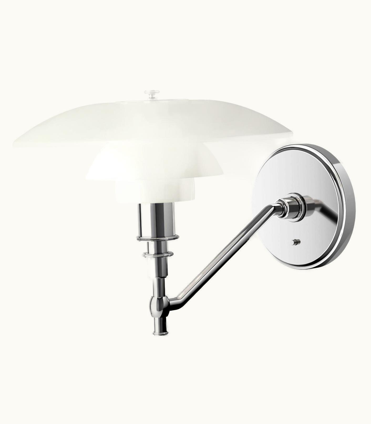 Poul Henningsen Poul Henningsen 'PH 3-2' Opaline Glass And Chrome Wall Lamp For Louis Poulsen