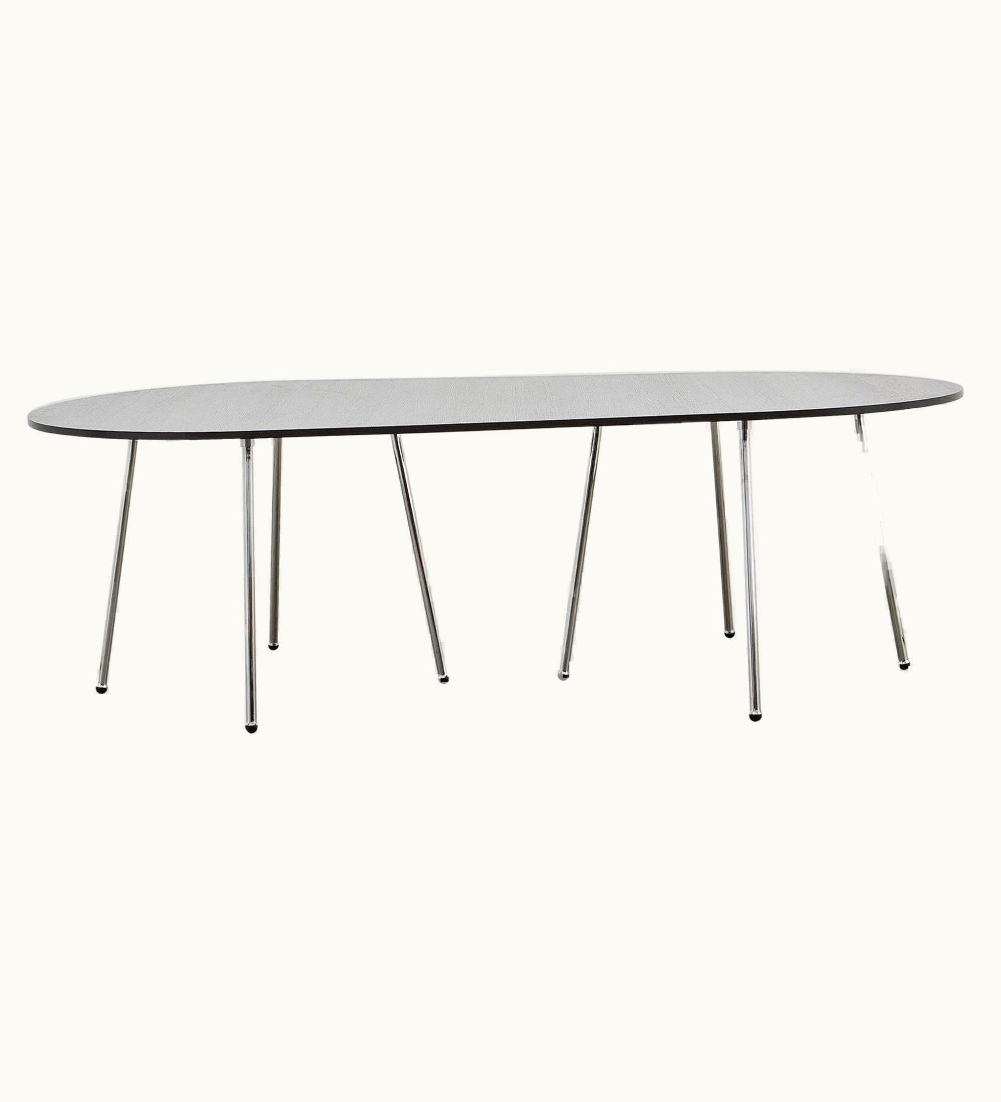 Poul Henningsen Poul Henningsen PH Dining Table, 1270x2370mm, Chrome, Black Oak Veneer Table Plate And Edge