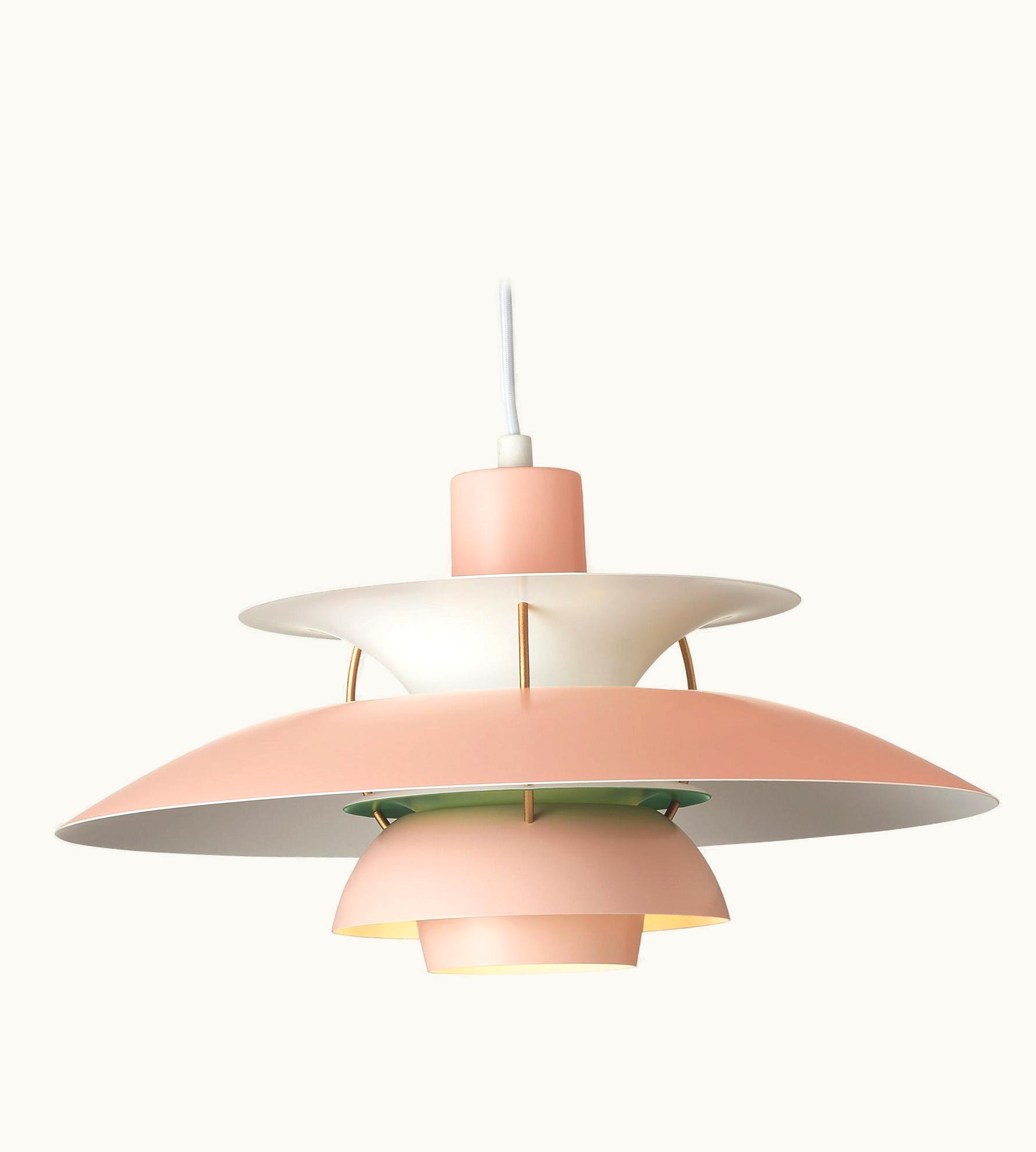 Poul Henningsen Poul Henningsen Louis Poulsen PH 5 Pendant Light In Pale Rose By Poul Henningsen