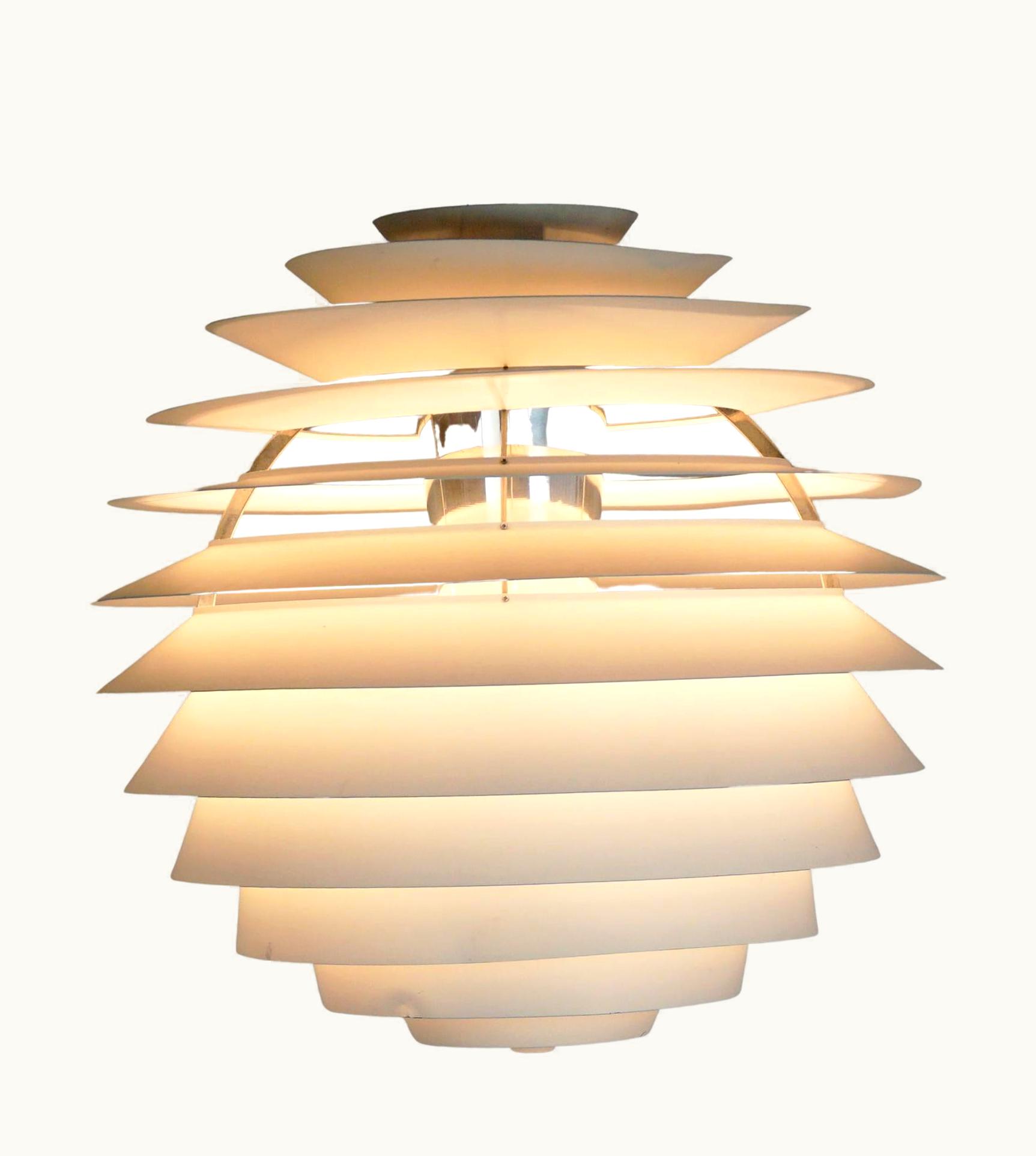 Poul Henningsen Poul Henningsen White Scandinavian Pendant Lamp PH Louvre By Poul Henningsen For Poulsen Denmark