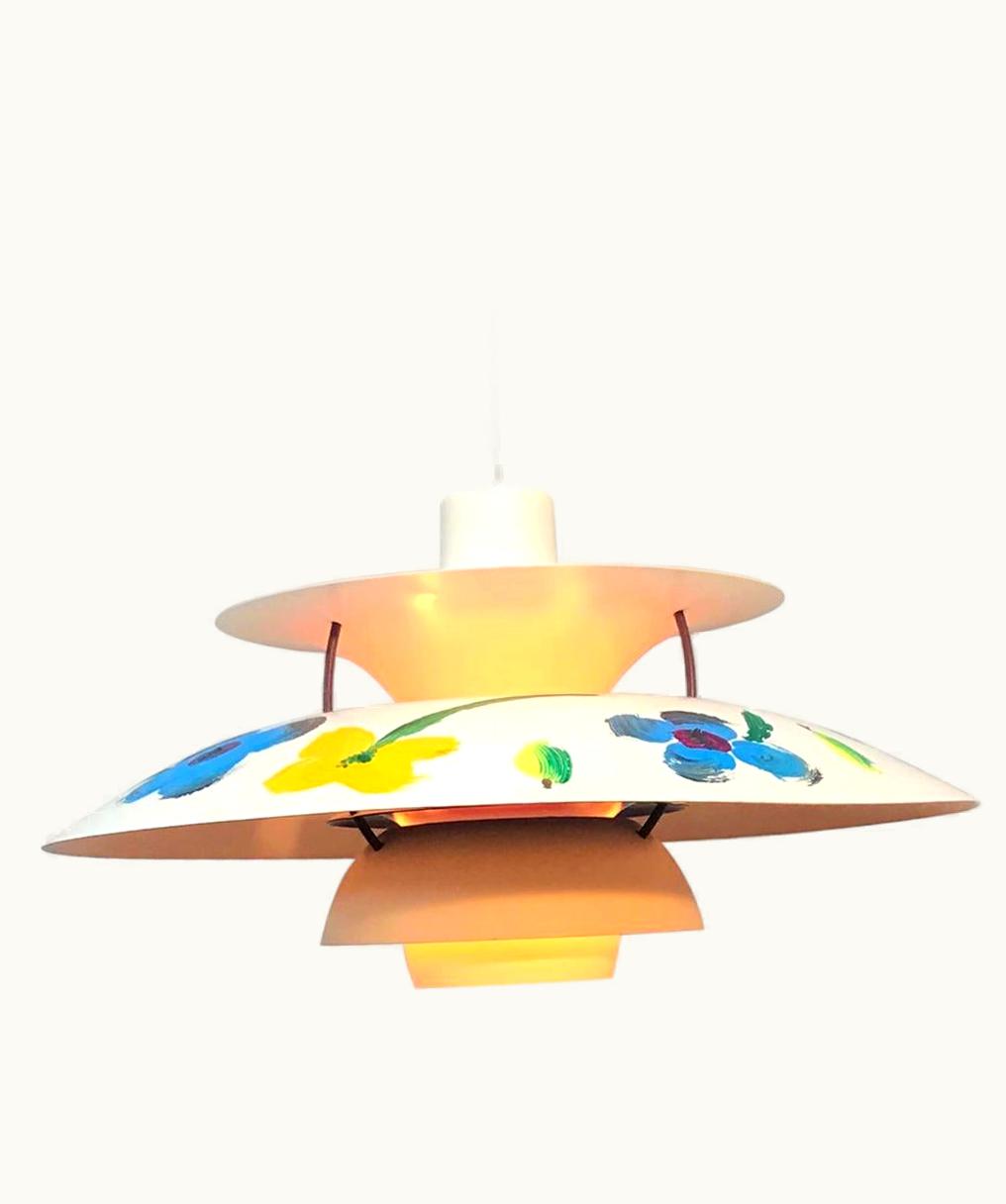Poul Henningsen Poul Henningsen Iconic Vintage PH5 Chandelier For L. Poulsen Of DK In White With Art Work UZ0202891