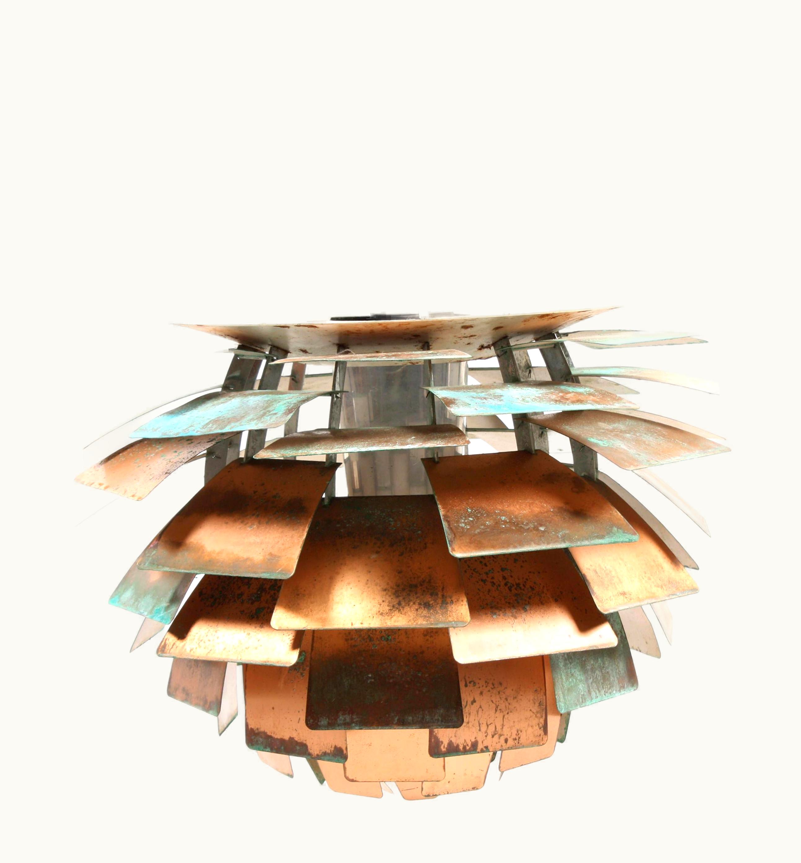 Poul Henningsen Poul Henningsen Original Midcentury Artichoke Pendant In Patinated Copper