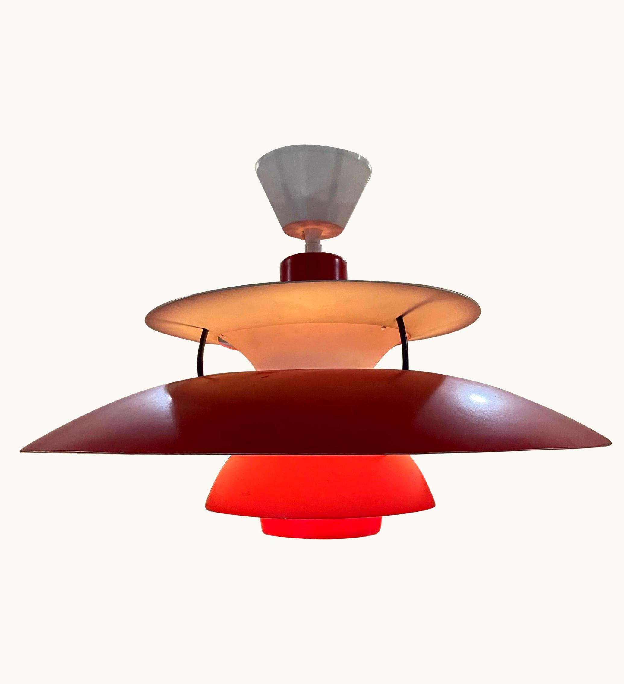 Poul Henningsen Poul Henningsen Red Lamp Iconic PH5 Pendant Light Louis Poulsen, Denmark, 1958