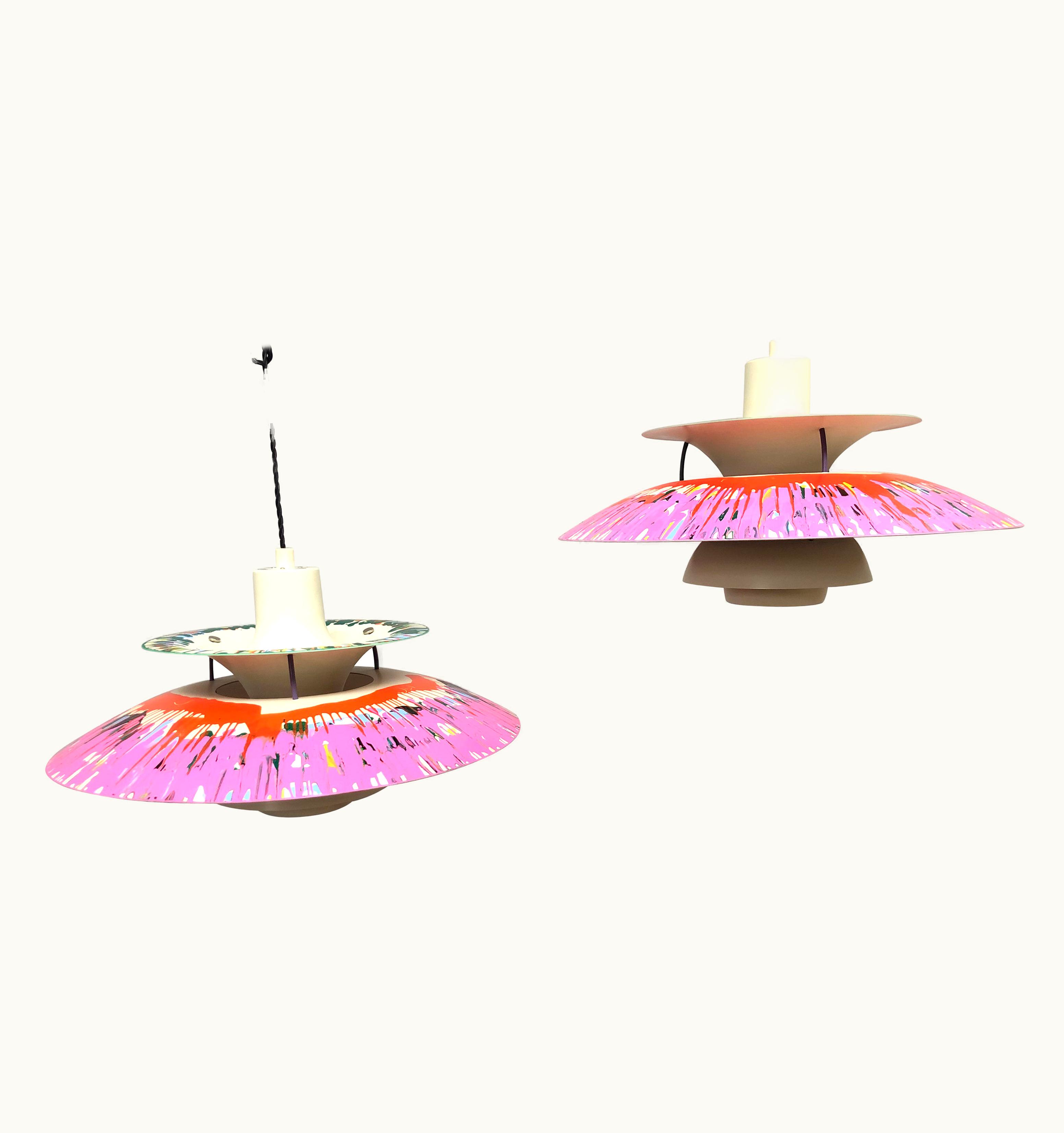 Poul Henningsen Poul Henningsen Pair Of Iconic Vintage Ph5 Chandeliers For L. Poulsen Of Dk With Art Work