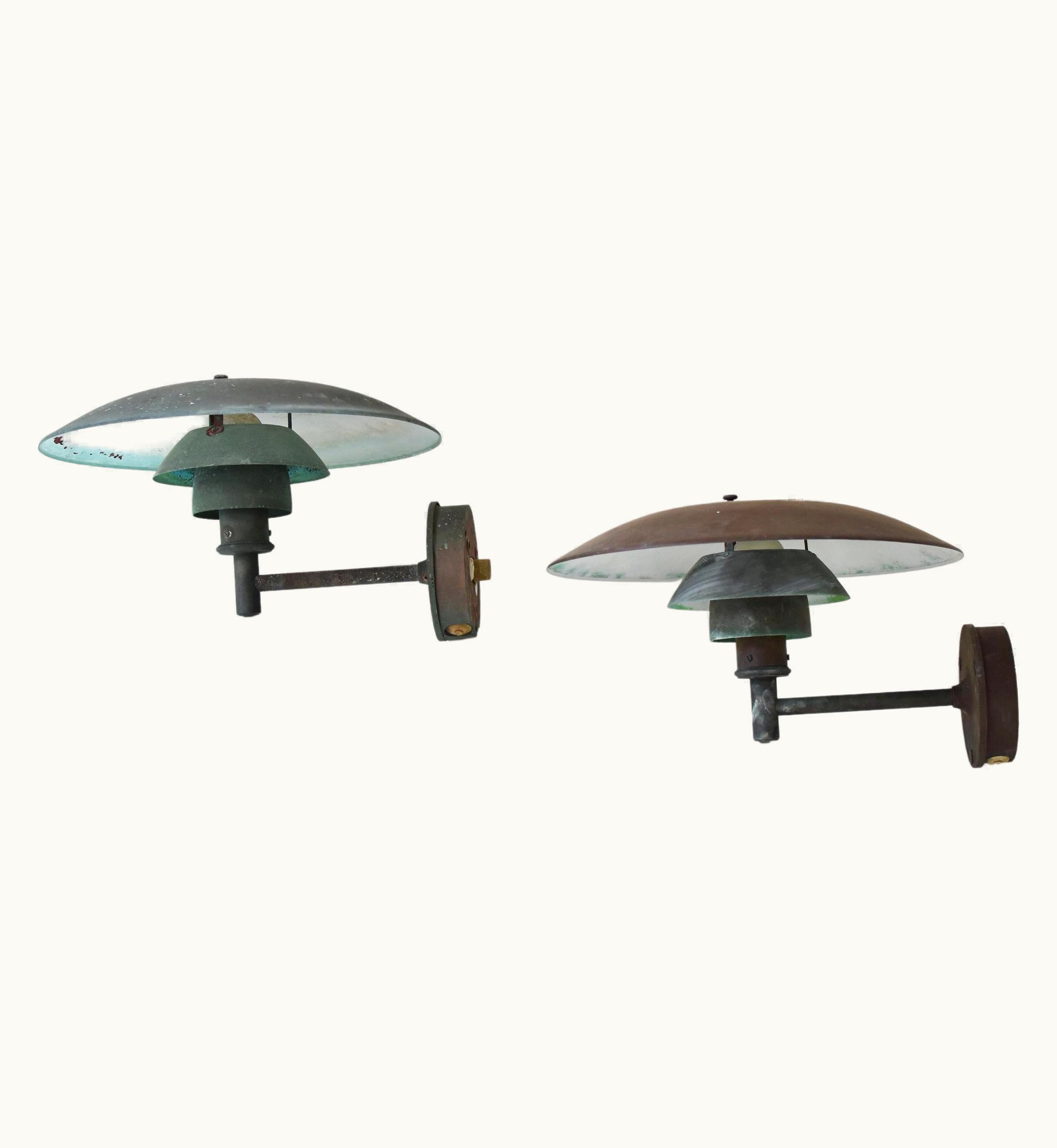 Poul Henningsen Poul Henningsen Set PH 4.5 Copper Wall Lamps By Poul Henningsen For Louis Poulsen, DK 1980s