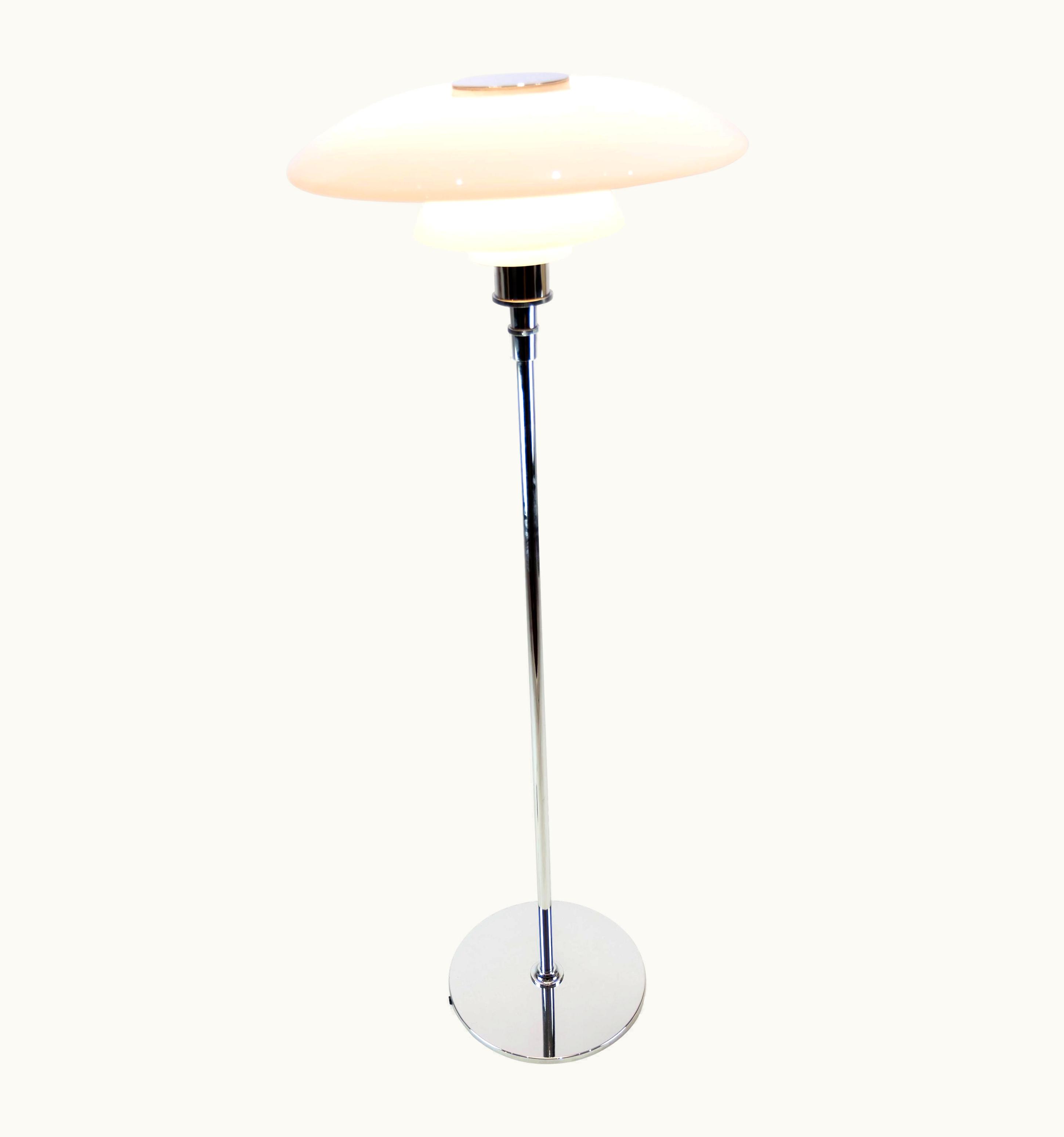Poul Henningsen Poul Henningsen Ph 4 1/2-3 1/2 Floor Lamp Of Chrome With Shades Of Opaline Glass