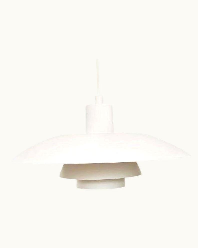 Poul Henningsen Poul Henningsen, Mid-Century Modern, White And Orange Metal Ceiling Lamp, 1960