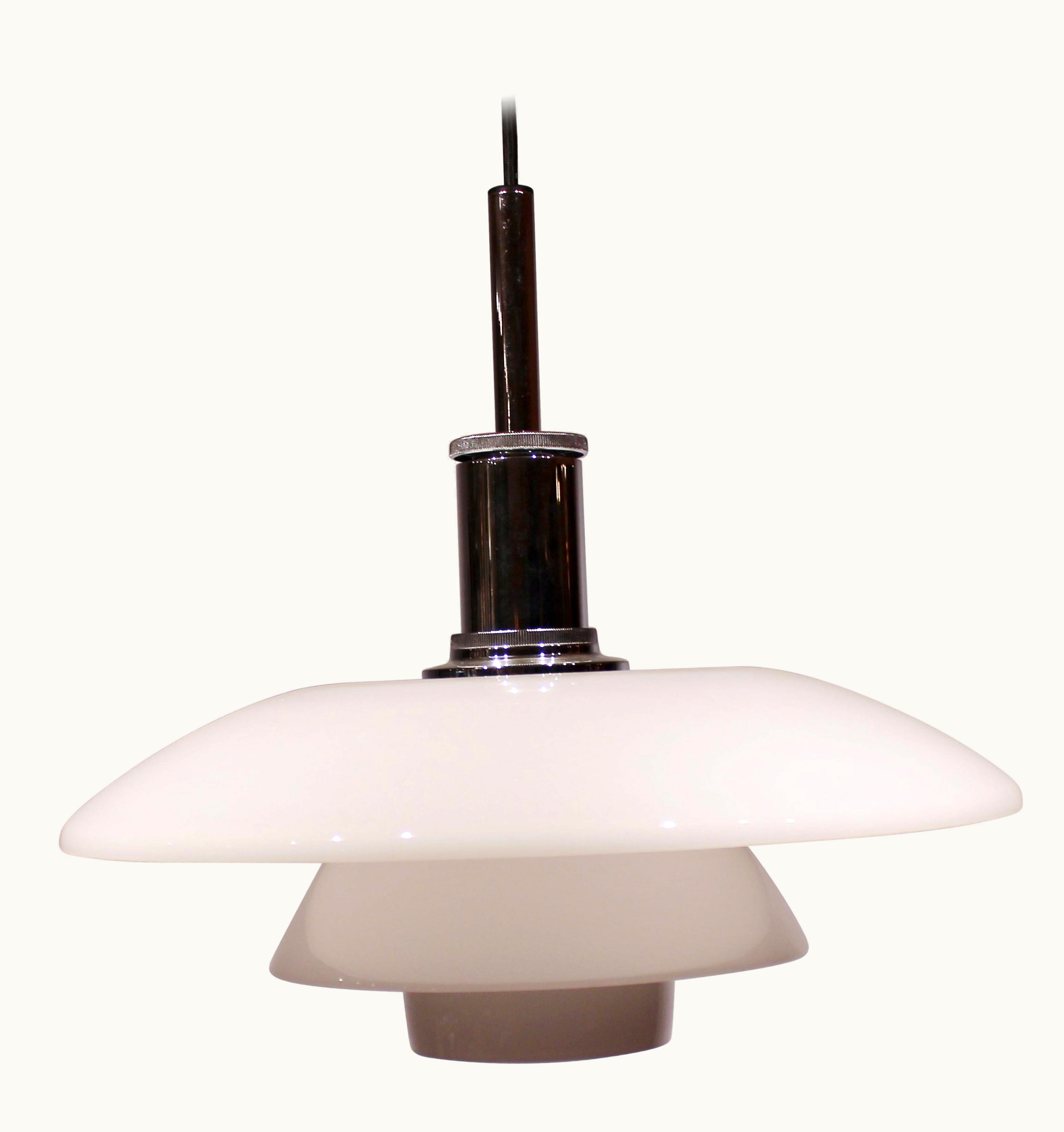 Poul Henningsen Poul Henningsen Pendant, Model 4¬¨Œ©-4, Of White Opaline Glass Designed By Poul Henningsen