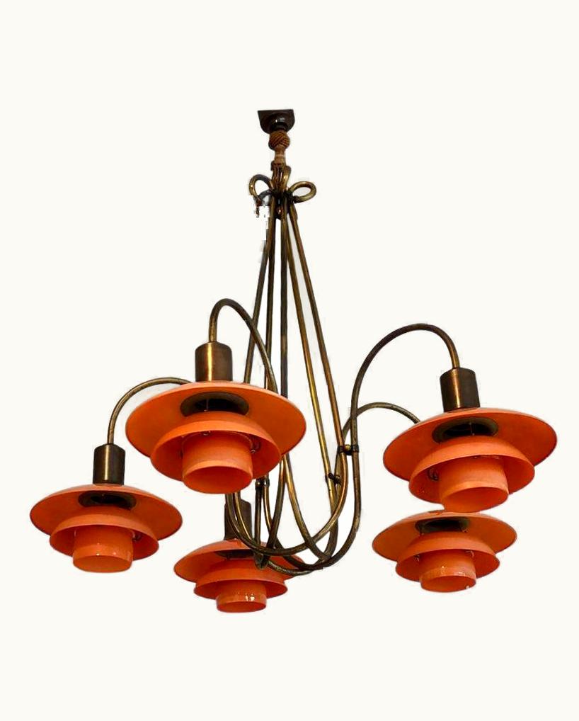 Poul Henningsen Poul Henningsen Early Poul Henningsen Basket Crown Chandelier, Louis Poulsen, Denmark 1930s