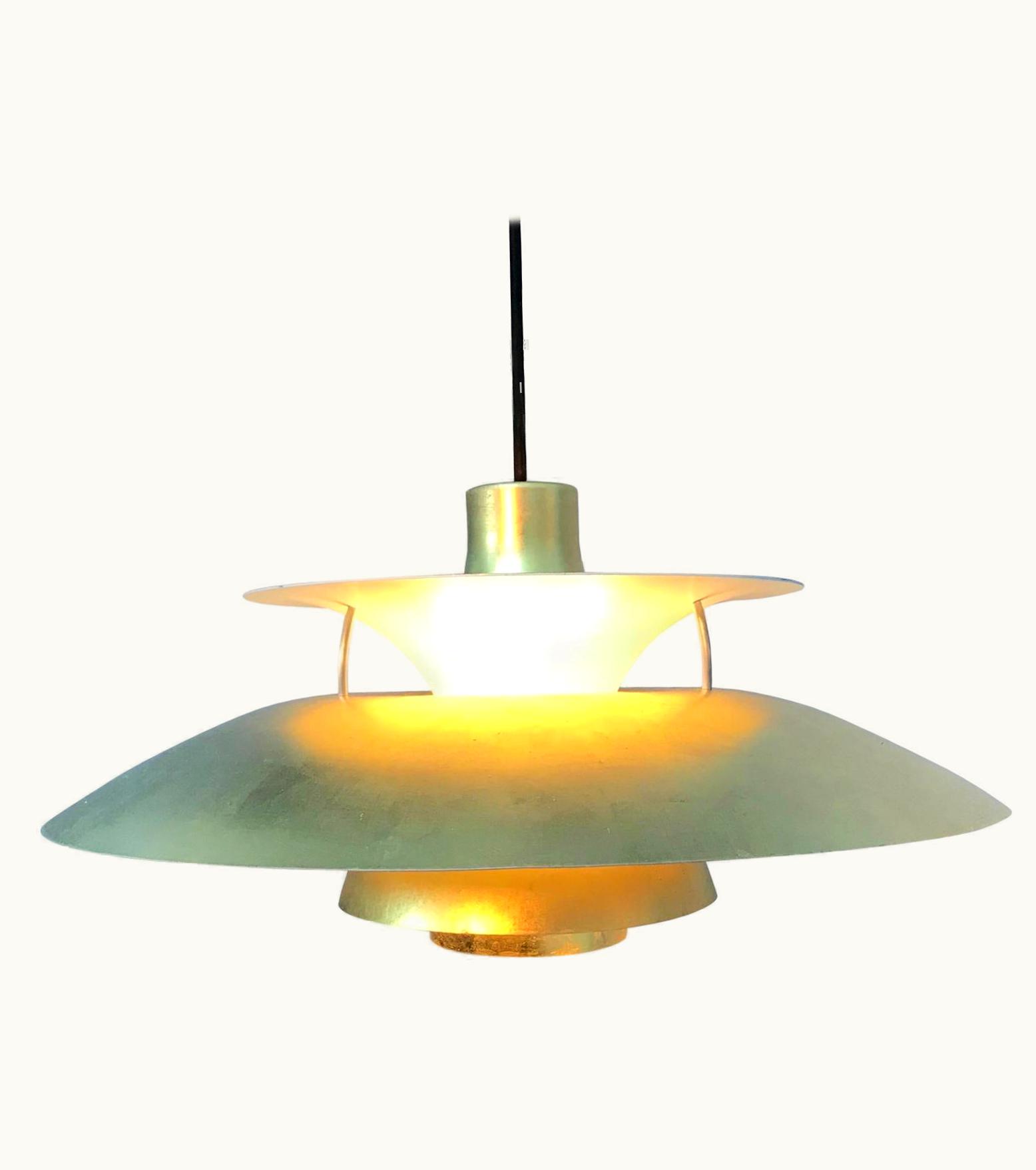 Poul Henningsen Iconic Poul Henningsen PH 5 Chandelier Pendant Lamp In 24-Carat Gold Leaf