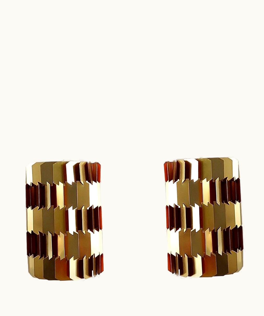 Louis Weisdorf Louis Weisdorf Set Of 2 Gold And Orange 'Facet-Pop' Pendant Lamps By Louis Weisdorf For Lyfa