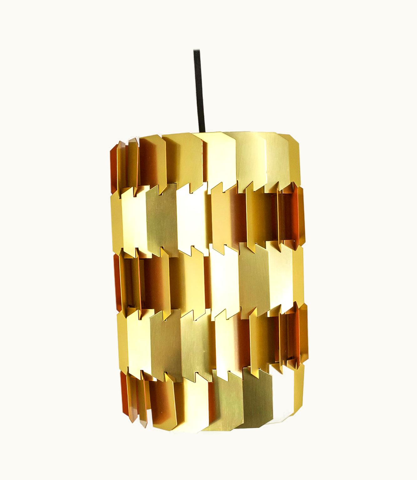 Louis Weisdorf Midcentury Gold And Orange Facet Pendant By Louis Weisdorf For Lyfa, 1960s