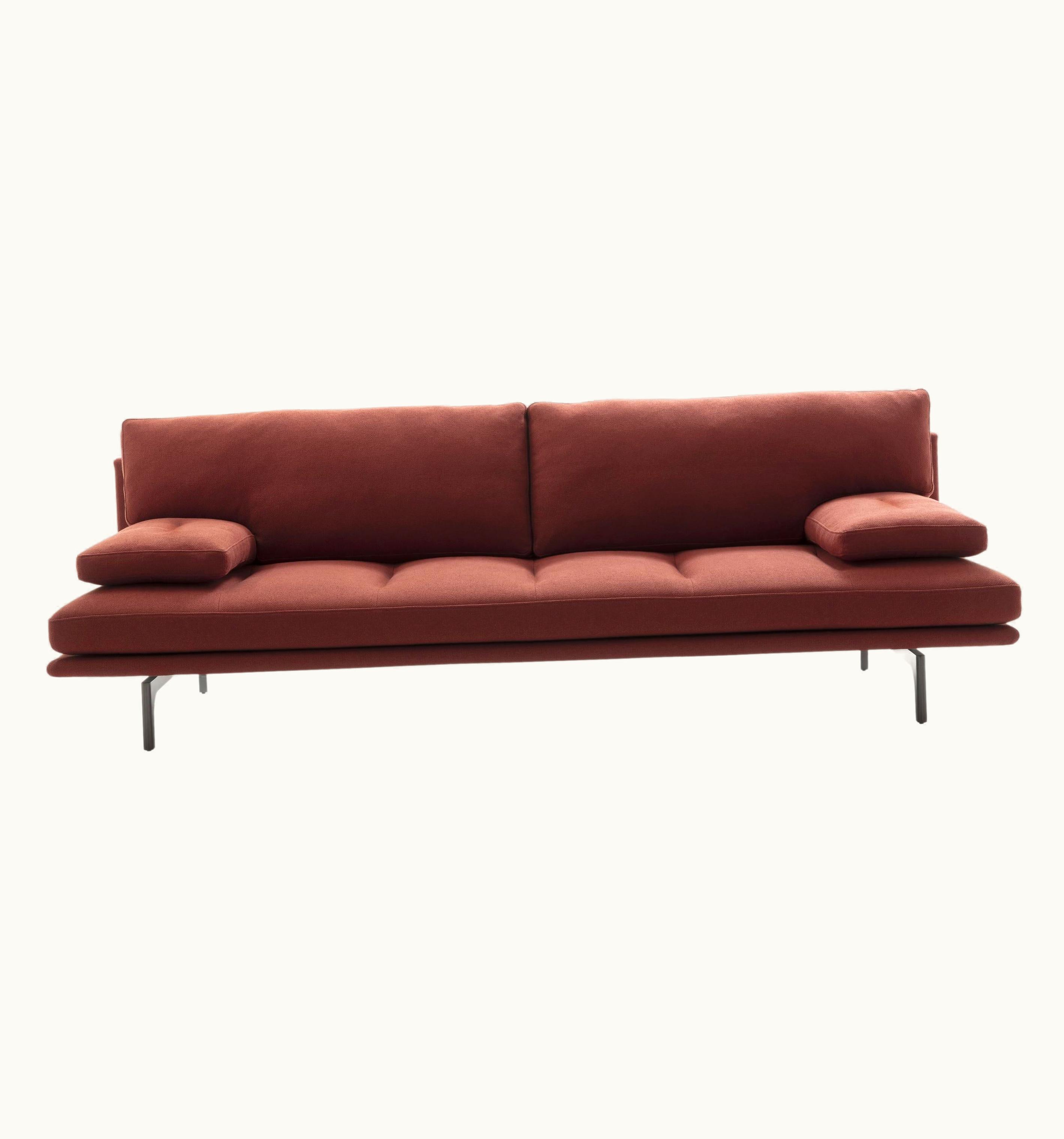 Gionathan de Pas & Donato D'Urbino & Paolo Lomazzi Gionathan de Pas & Donato D'Urbino & Paolo Lomazzi Zanotta Milano+ Small Sofa In Red Upholstery With Natural Nickel-Satin Frame