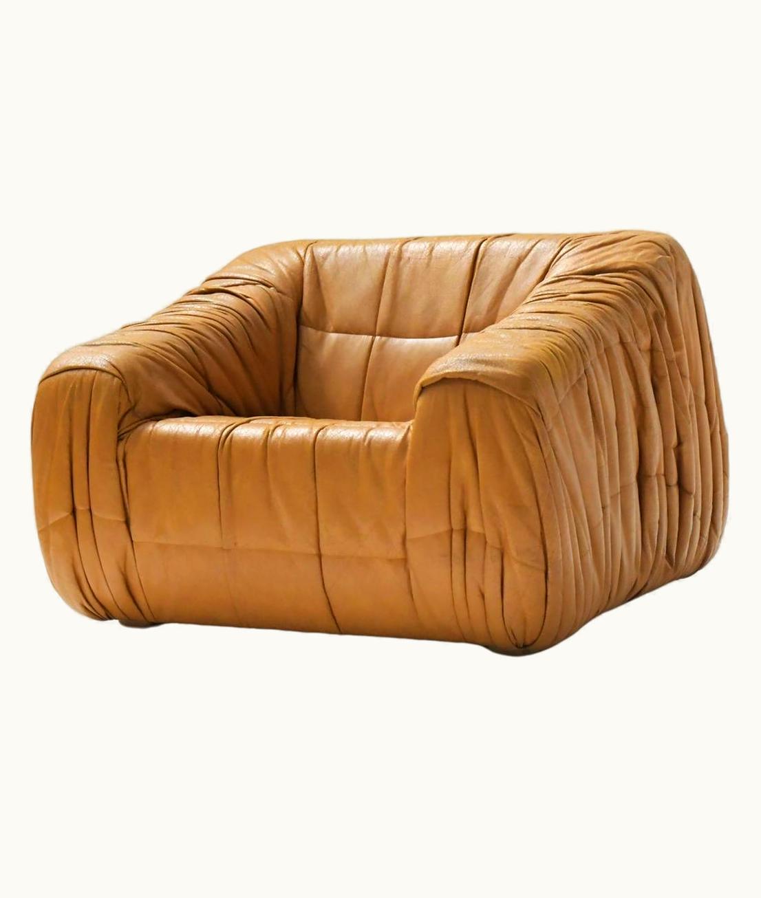 Gionathan de Pas & Donato D'Urbino & Paolo Lomazzi Gionathan de Pas & Donato D'Urbino & Paolo Lomazzi Vintage Cognac Piumino Sofa By De Pas, D'urbino & Lomazzi For Dall'0ca, Italy