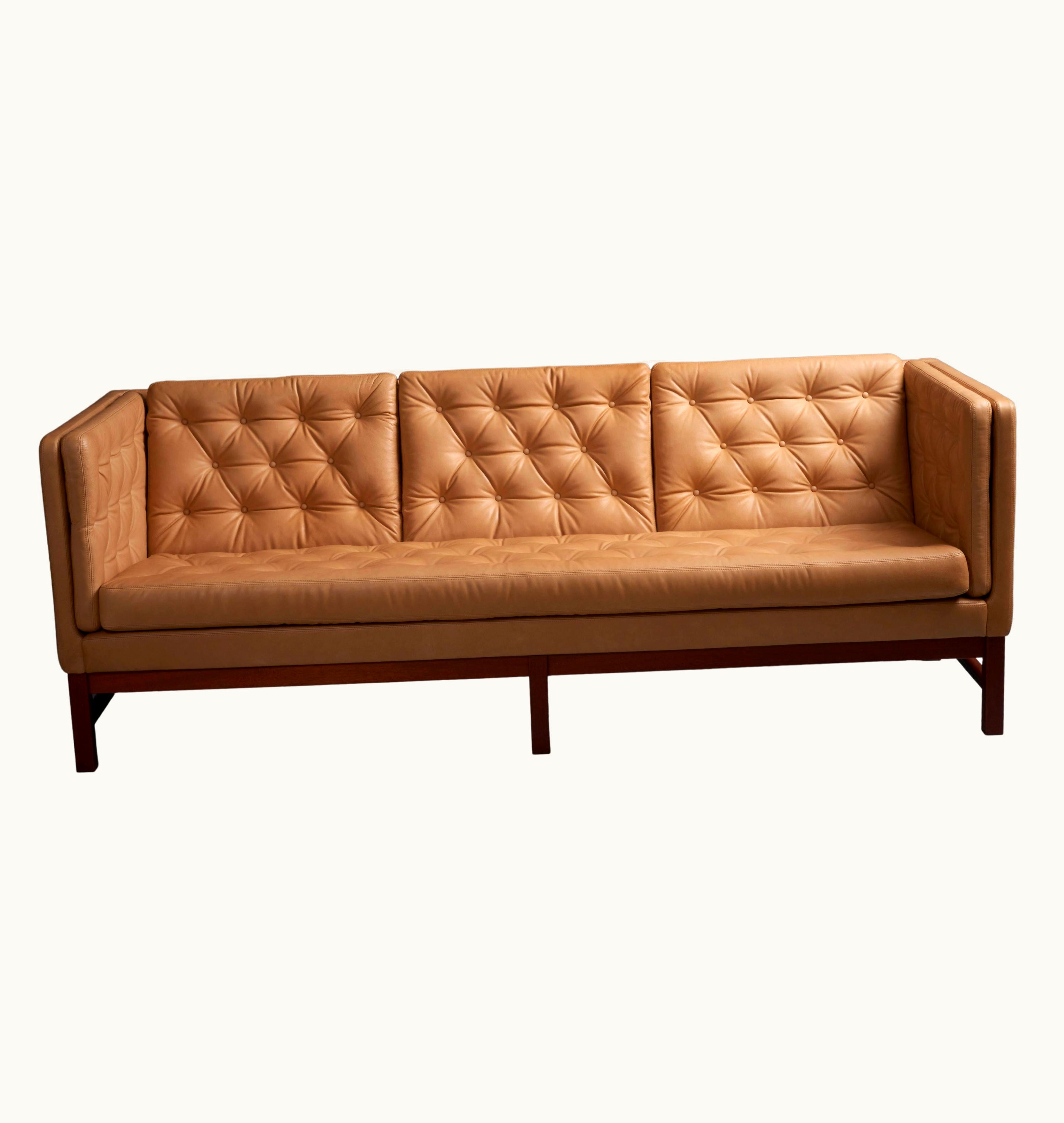 Erik Ole Jørgensen;Poul Volther Erik Ole Jørgensen;Poul Volther Erik Ole Jorgensen EJ315 Sofa In Aniline Cognac Leather, Denmark, 1970s