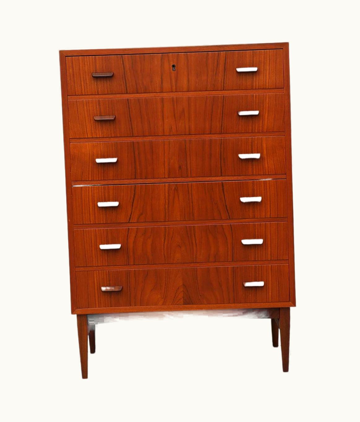 Poul Volther Poul Volther Mid-Century Tall Teak Dresser By Poul Volther