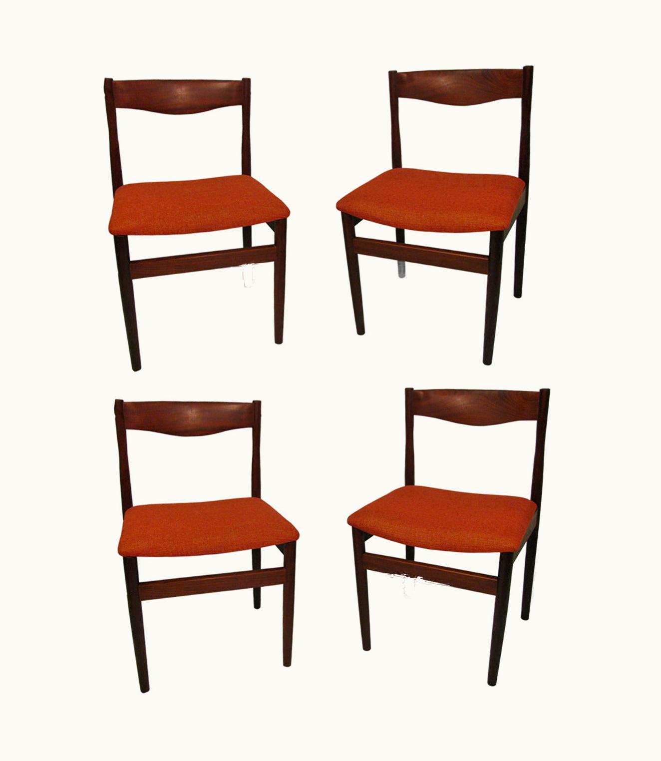 Poul Volther Set Of Four Mid Century Danish Modern Poul Volther Teak Dining Chairs