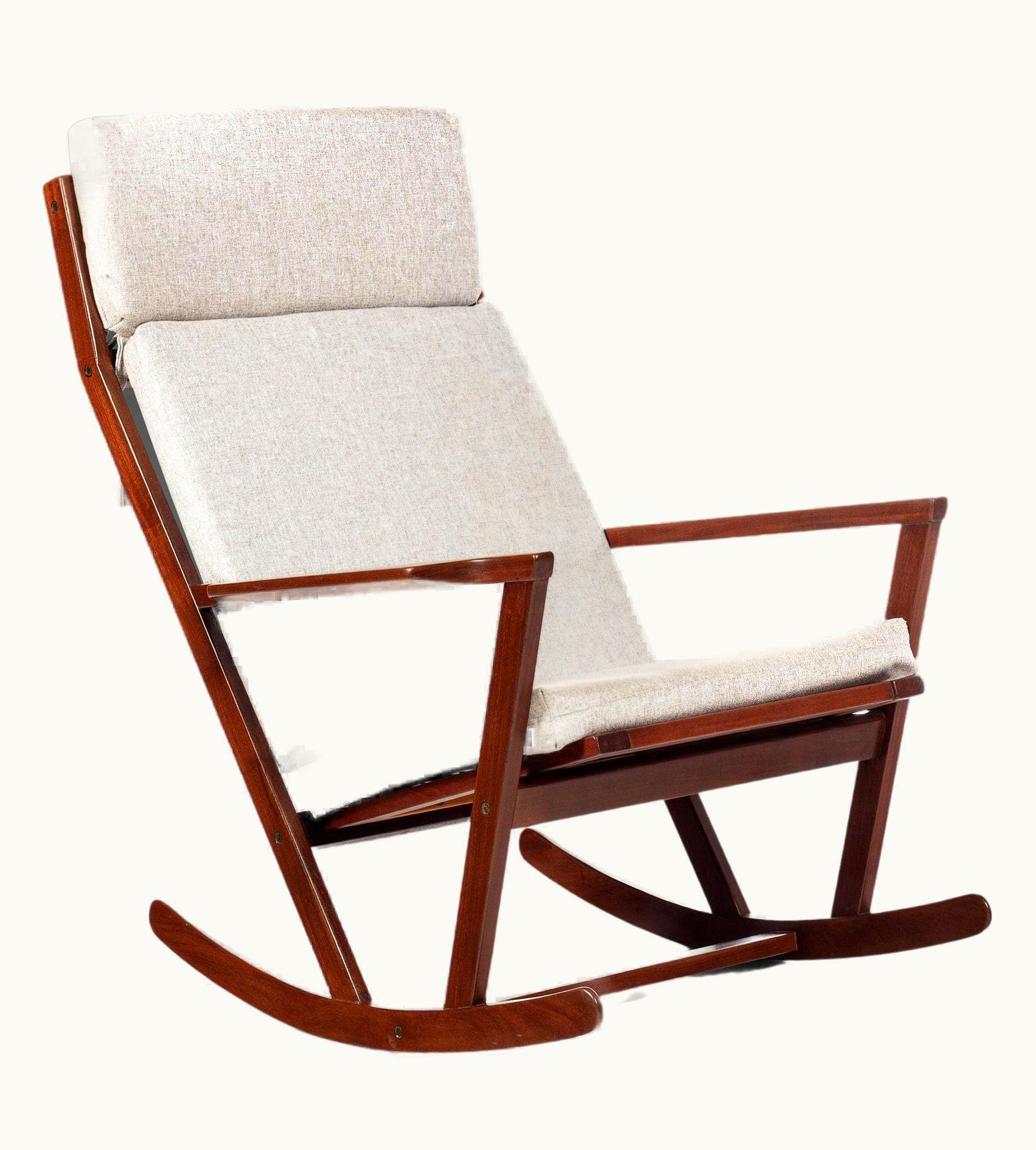 Poul Volther Poul Volther Rocking Chair By Poul Volther For Frem Rojle In Afromosia, New Fabric, C. 1960s