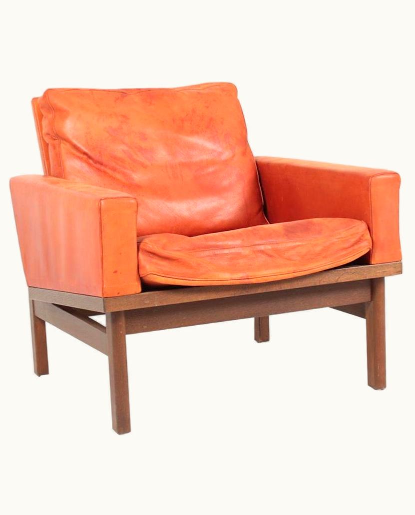 Poul Volther Poul Volther Midcentury Lounge Chair In Patinated Leather By Erik Jørgensen, 1960s