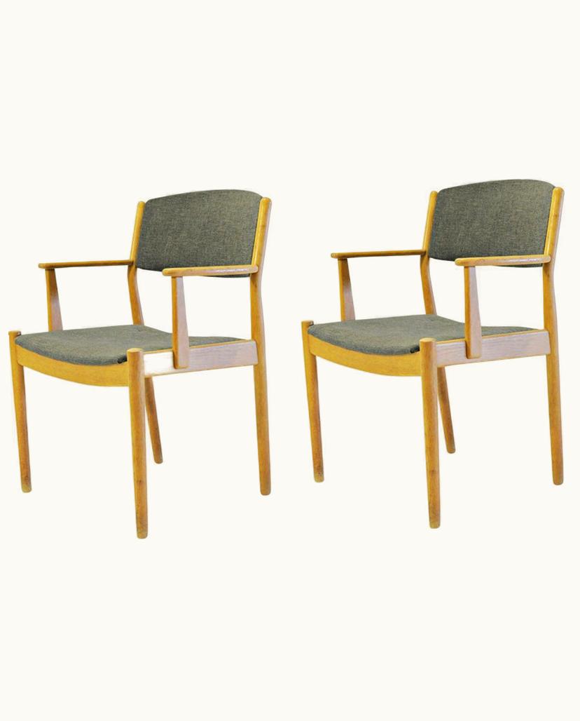 Poul Volther Poul Volther Set Of Two Danish Poul Volther Refinished Armchairs In Oak, Inc. Reupholstery