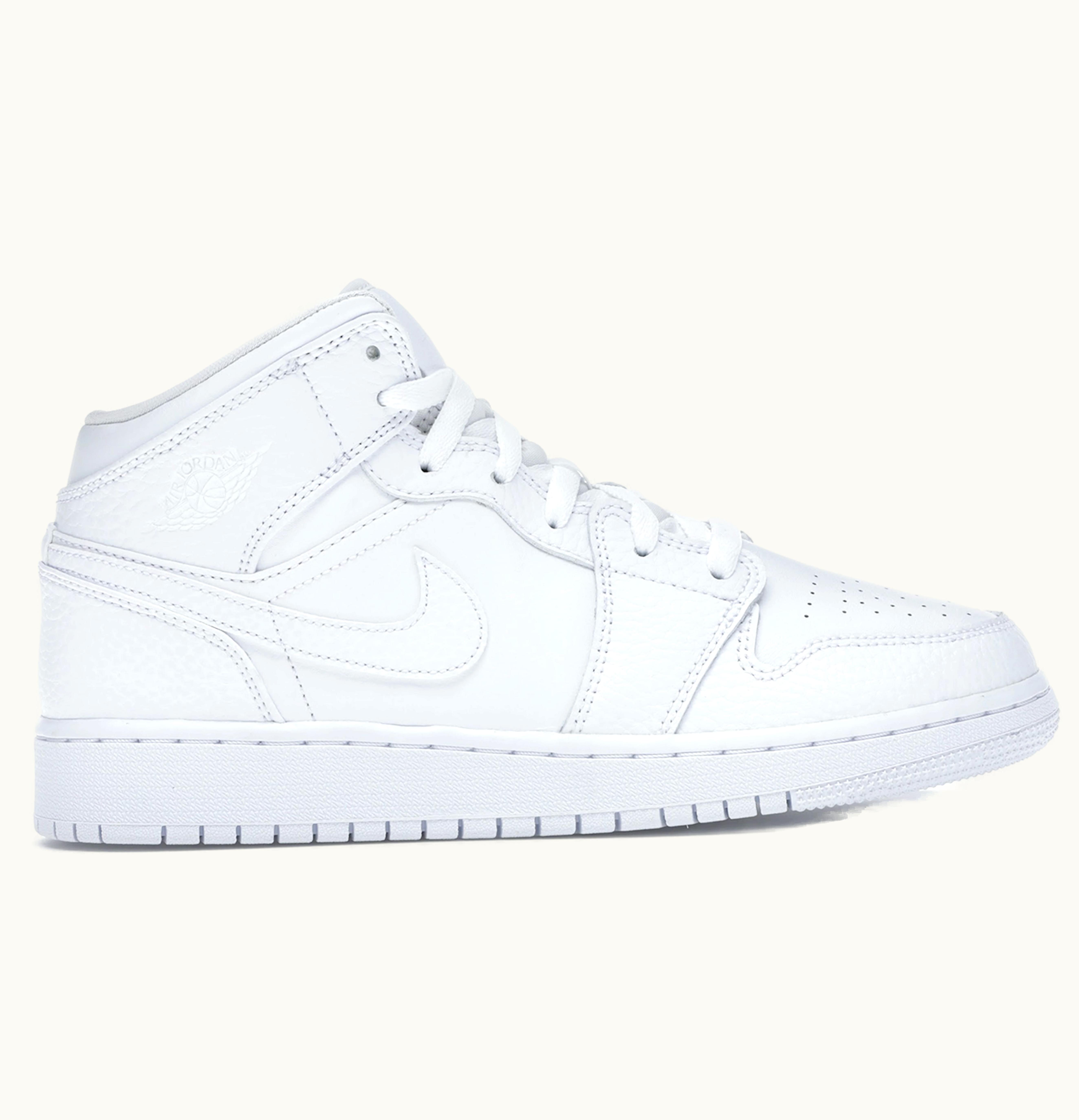 Nike Air Jordan 1 Mid Triple White GS